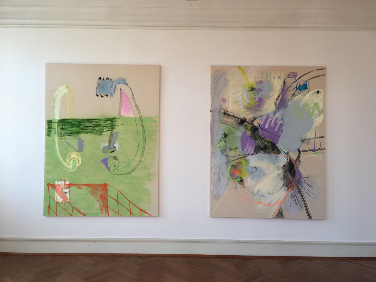 Exhibition view : Don't lock me down II / Oct 2021 / Palais für aktuelle Kunst Glückstadt // o. T. / 2 x 200 x 150 cm / Oct 2021 // with @isabellabram: