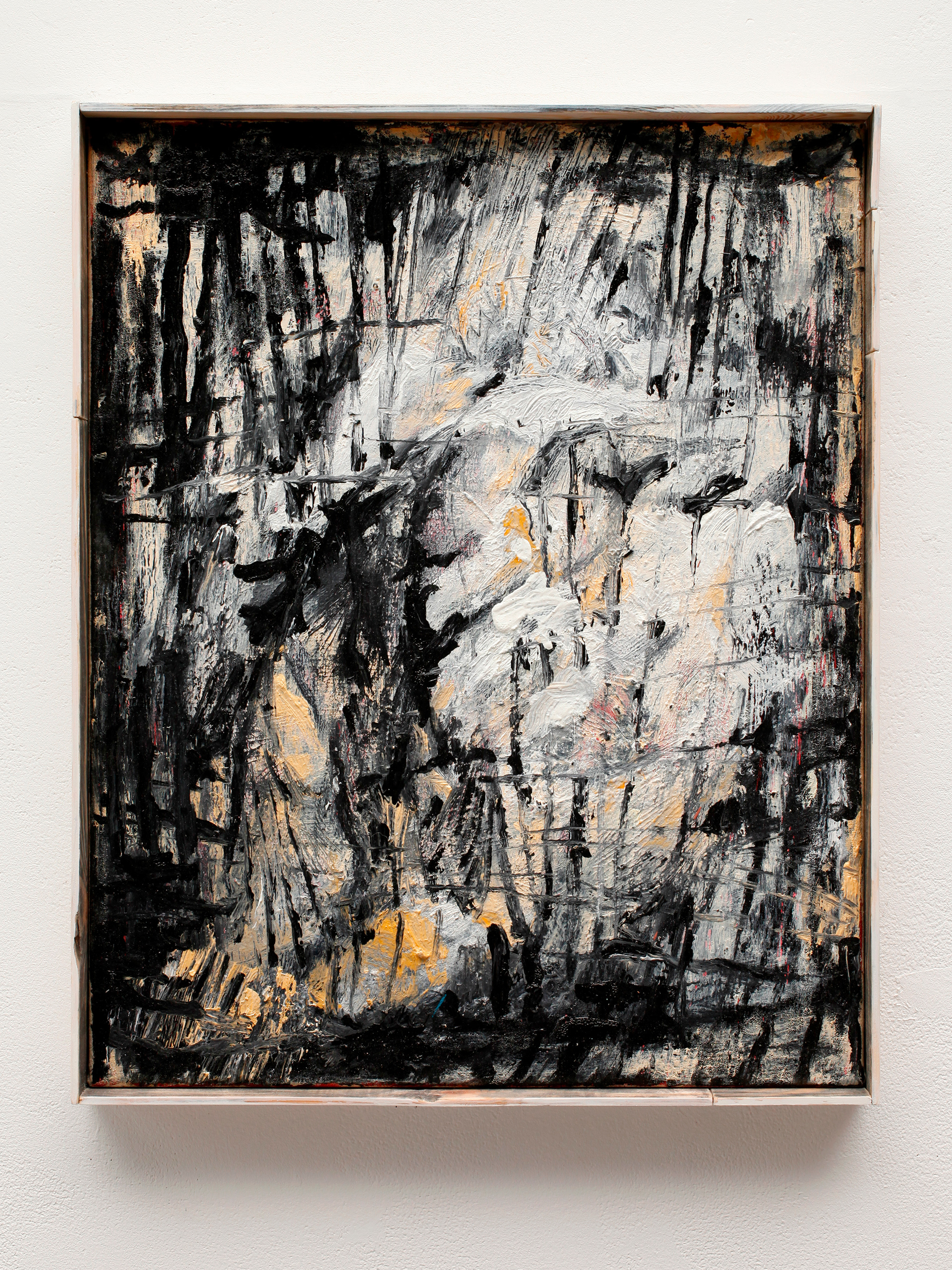 At the bottom of sleep / Öl, Ölpastell, Kohle und Farbstift auf Leinwand / 50 x 40 cm / 2023