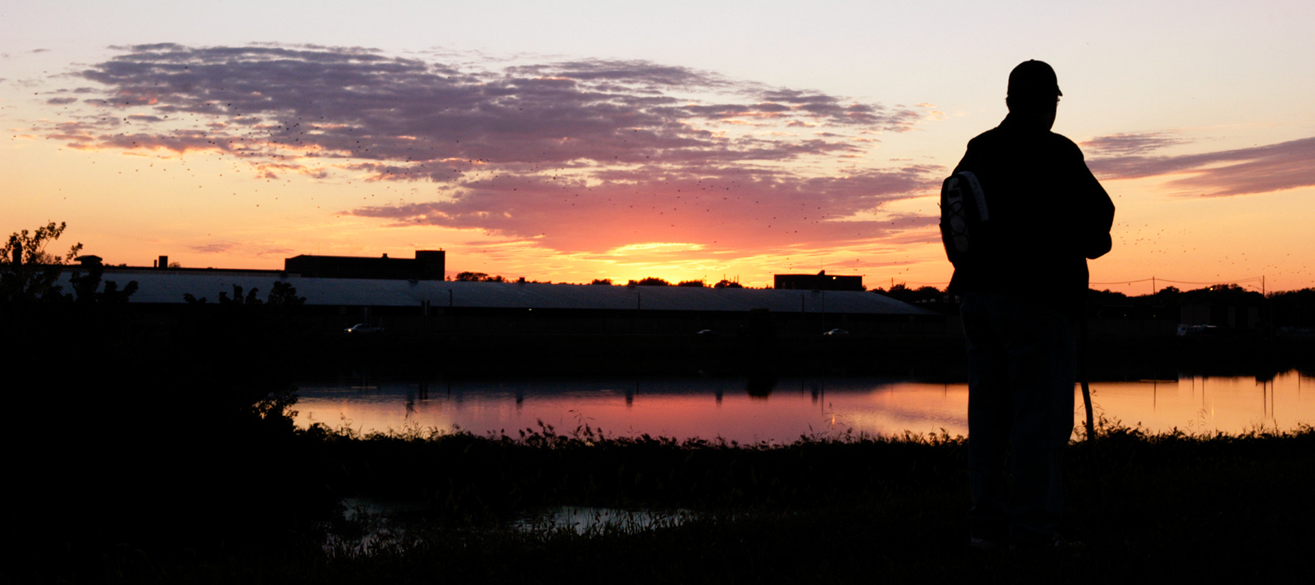 Full moon hike organizer John Hendrix planned for participants to partake in this panorama from the trail along the Des Moines River near the Bridge View Center. Over 20 people joined in on the three mile hike. – Courier Photo by: Doug Sundin