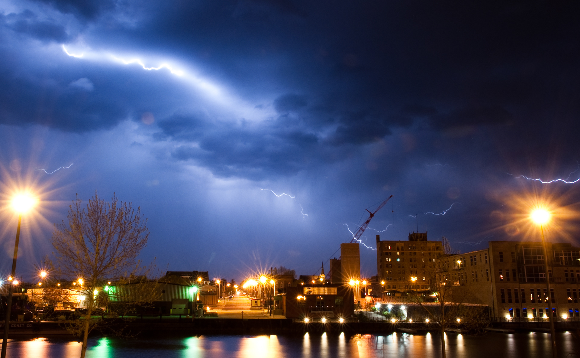 Cheers could be heard from City Hall as lightning lit up the sky Tuesday night. Doug Sundin/HTR May 4, 2010 Manitowoc