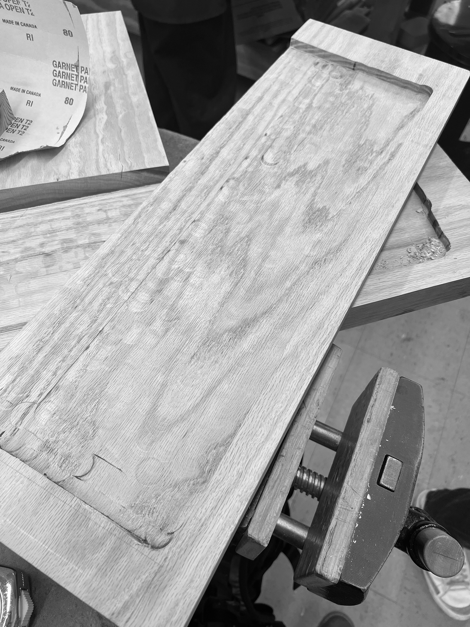 I planed the tabletop pieces down to 1 1/8" thick and jointed the sides to ensure a proper glue-up. I then routed out the inset.
