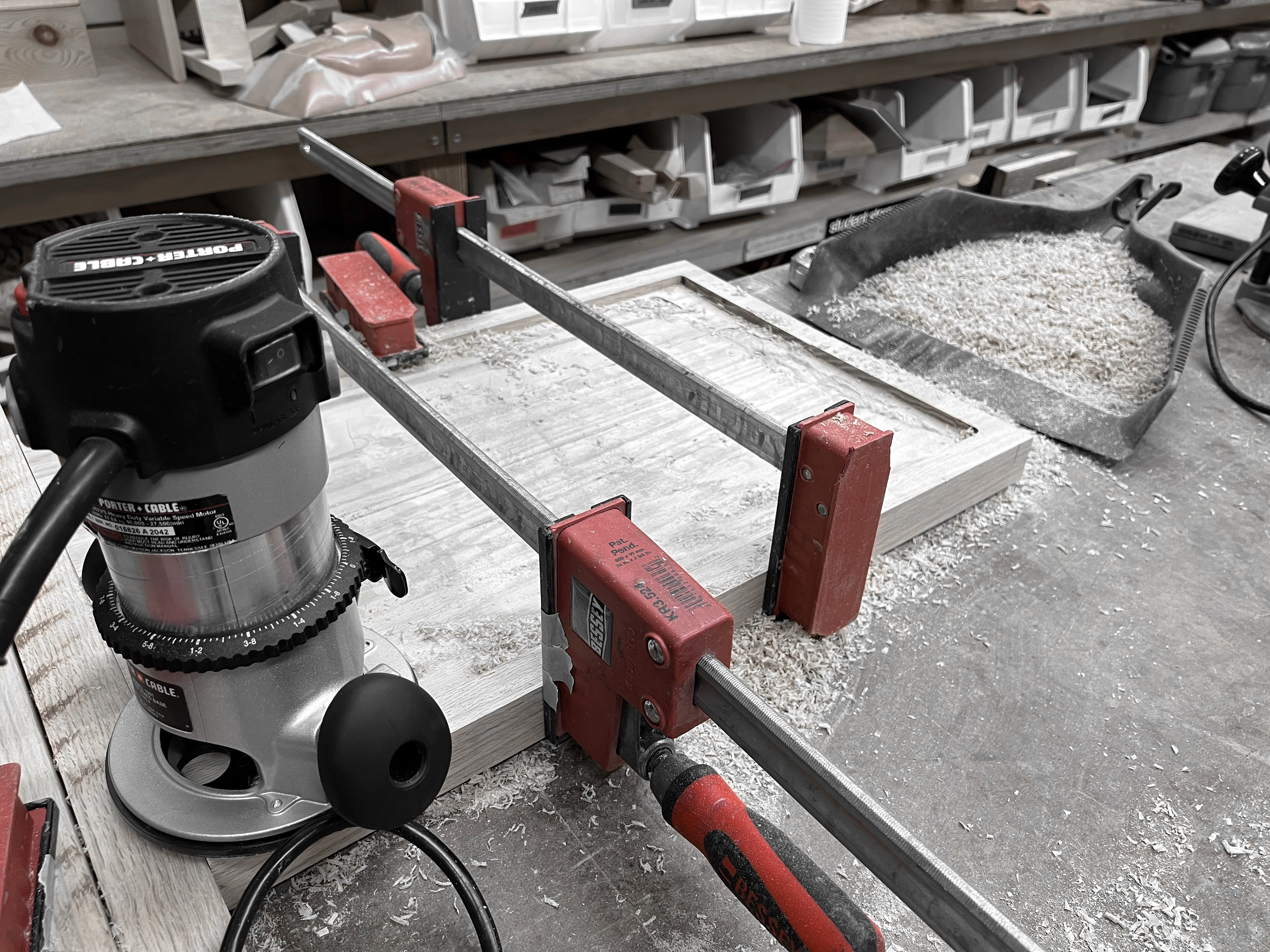 After aligning and clamping the pieces, I did some final routing to ensure that the edges lined up on both sides.