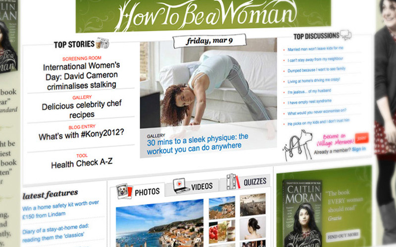 Caitlin Morans' How to be a Woman book: Website takeover ads