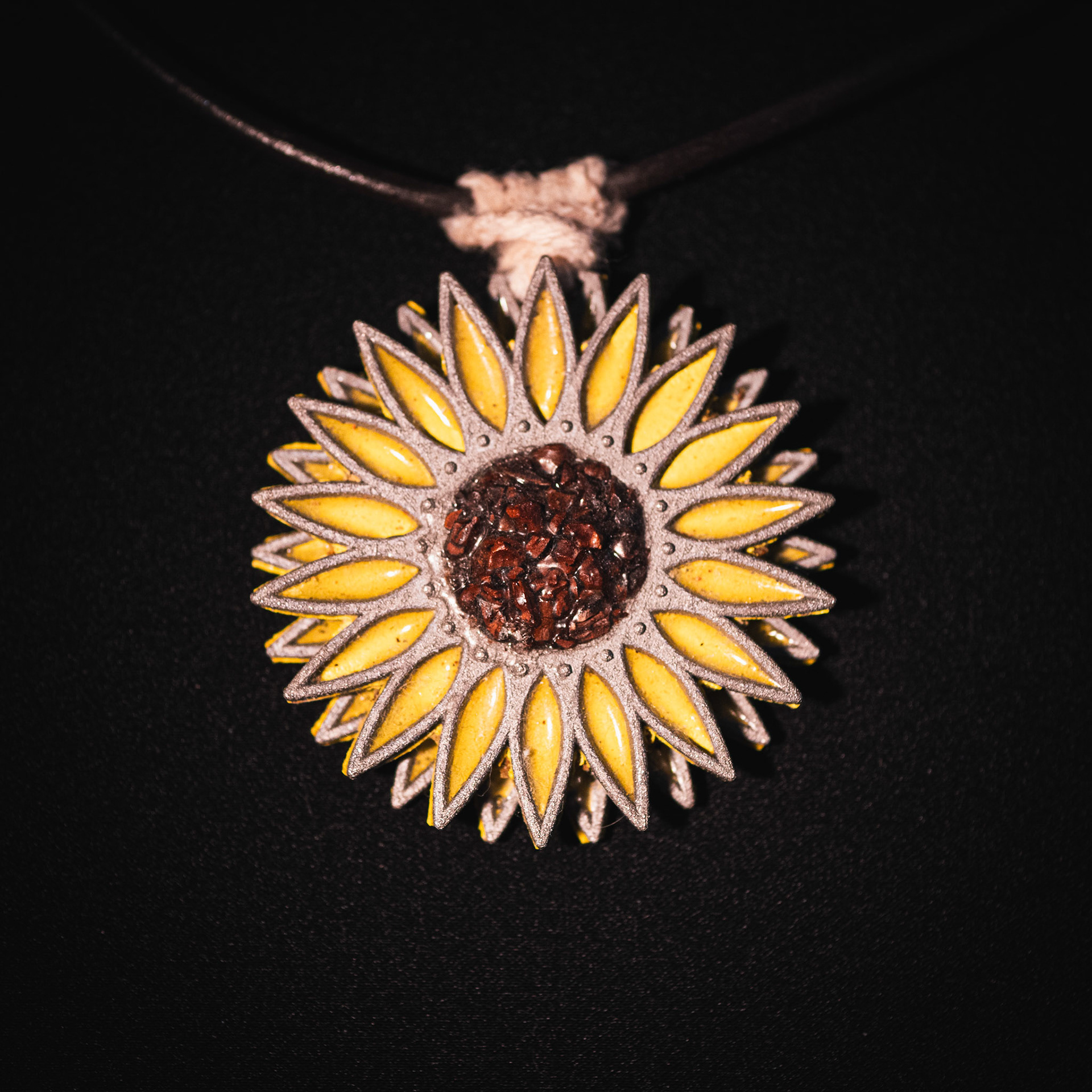 Stainless Steel, Leather, and Coffee Grounds Pendant