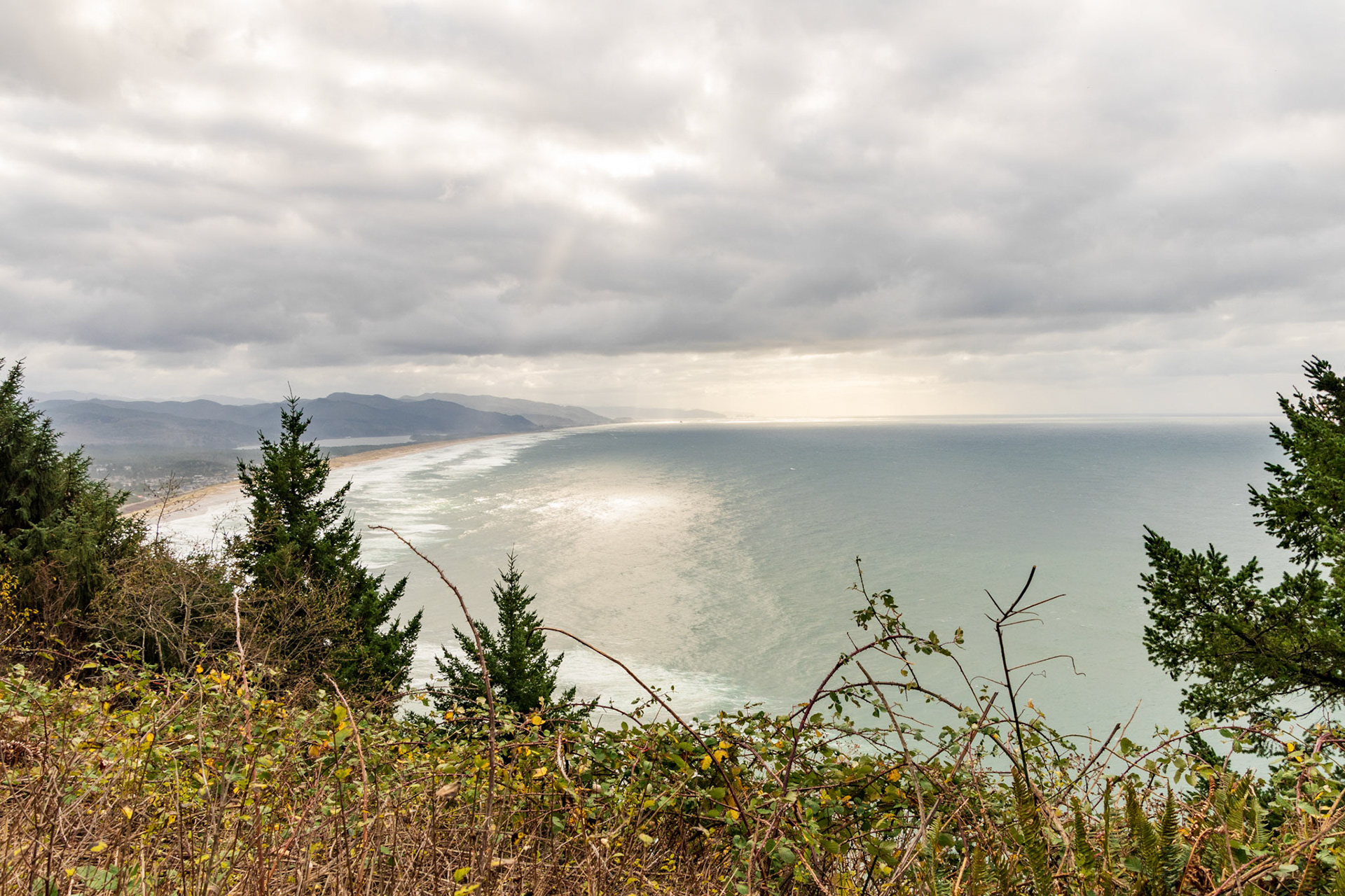 Looking south along the Oregon US 101 highway to Garibaldi and Tilliamook Bay