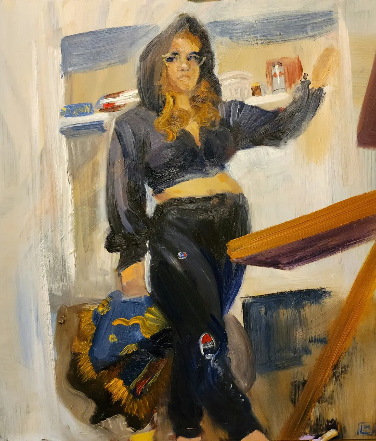 Self Portrait Sans Brush, 11"x14", Oil on Panel, March 2023