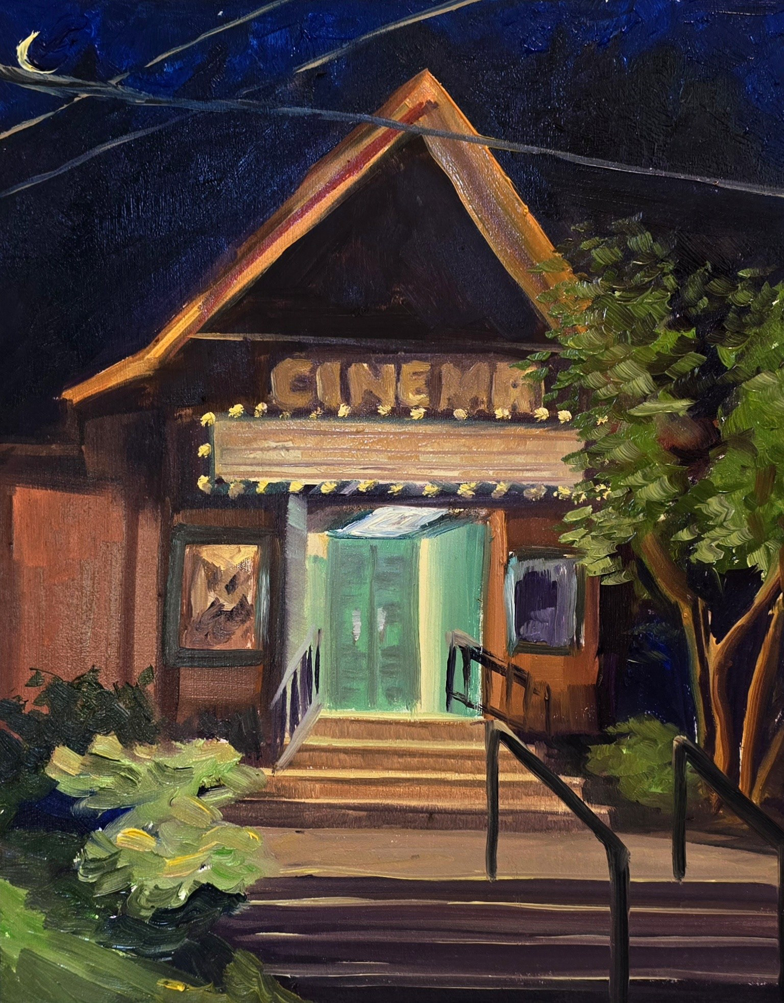 Chautauqua Cinema, 11x14in, Oil on Panel, June 2025