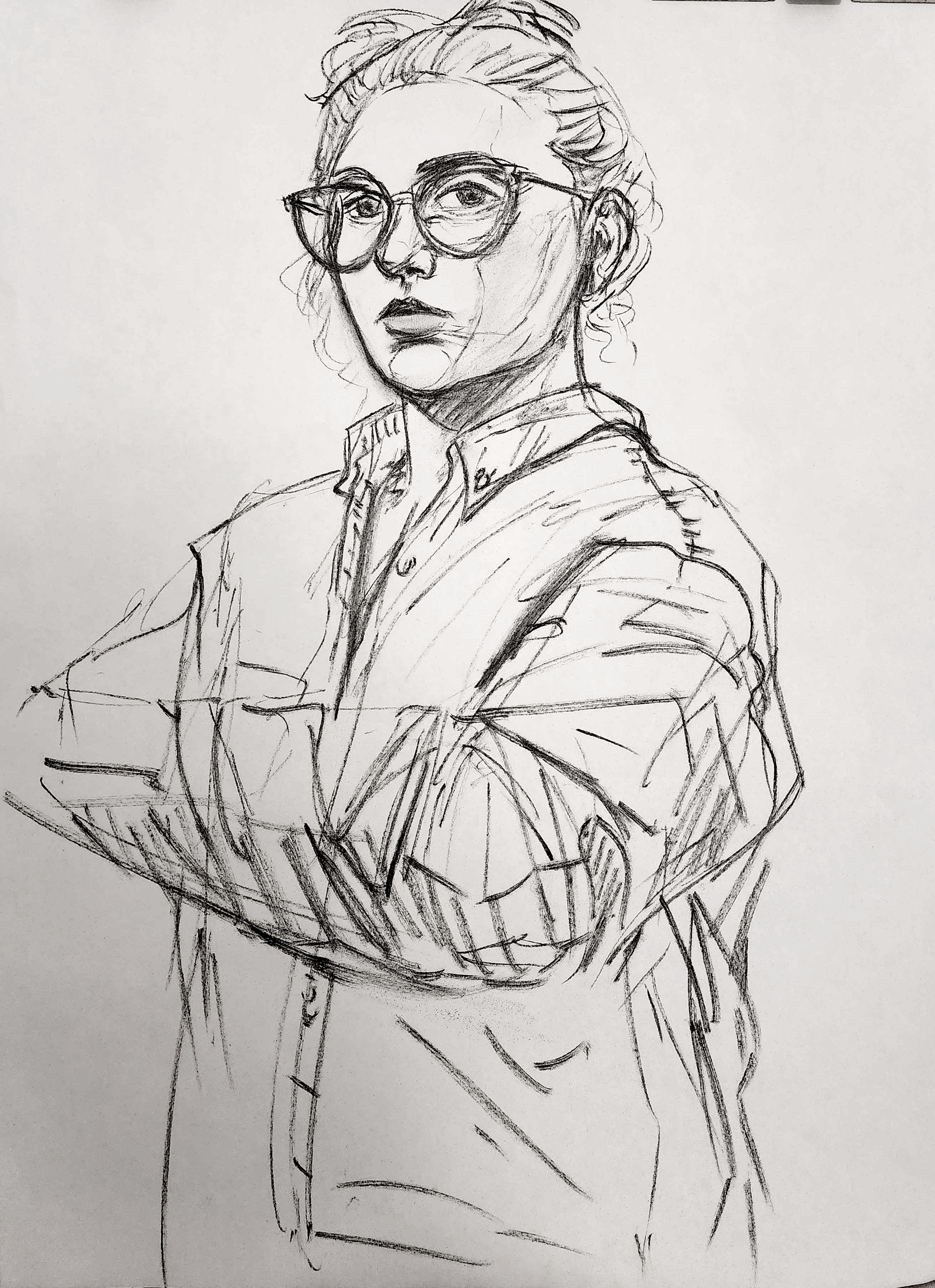 Self Portrait, Charcoal, 18"x24", 2024