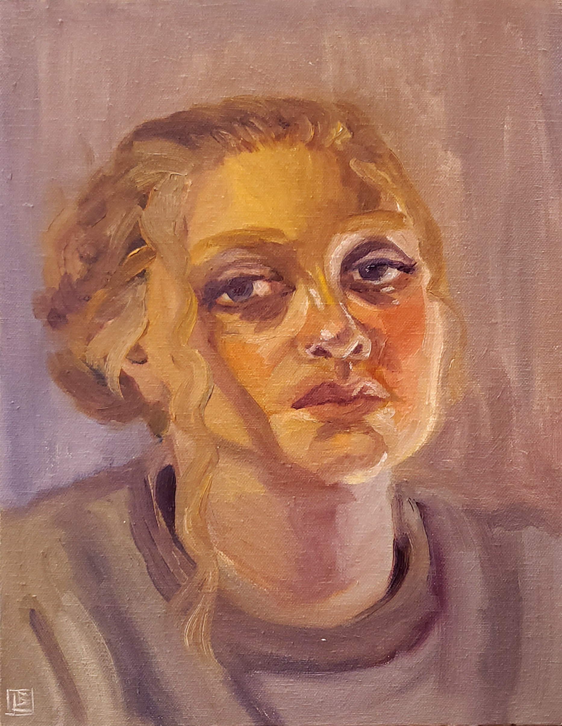 3:48AM in Bruise Tones, 14"x11", Oil on Canvas, 2021