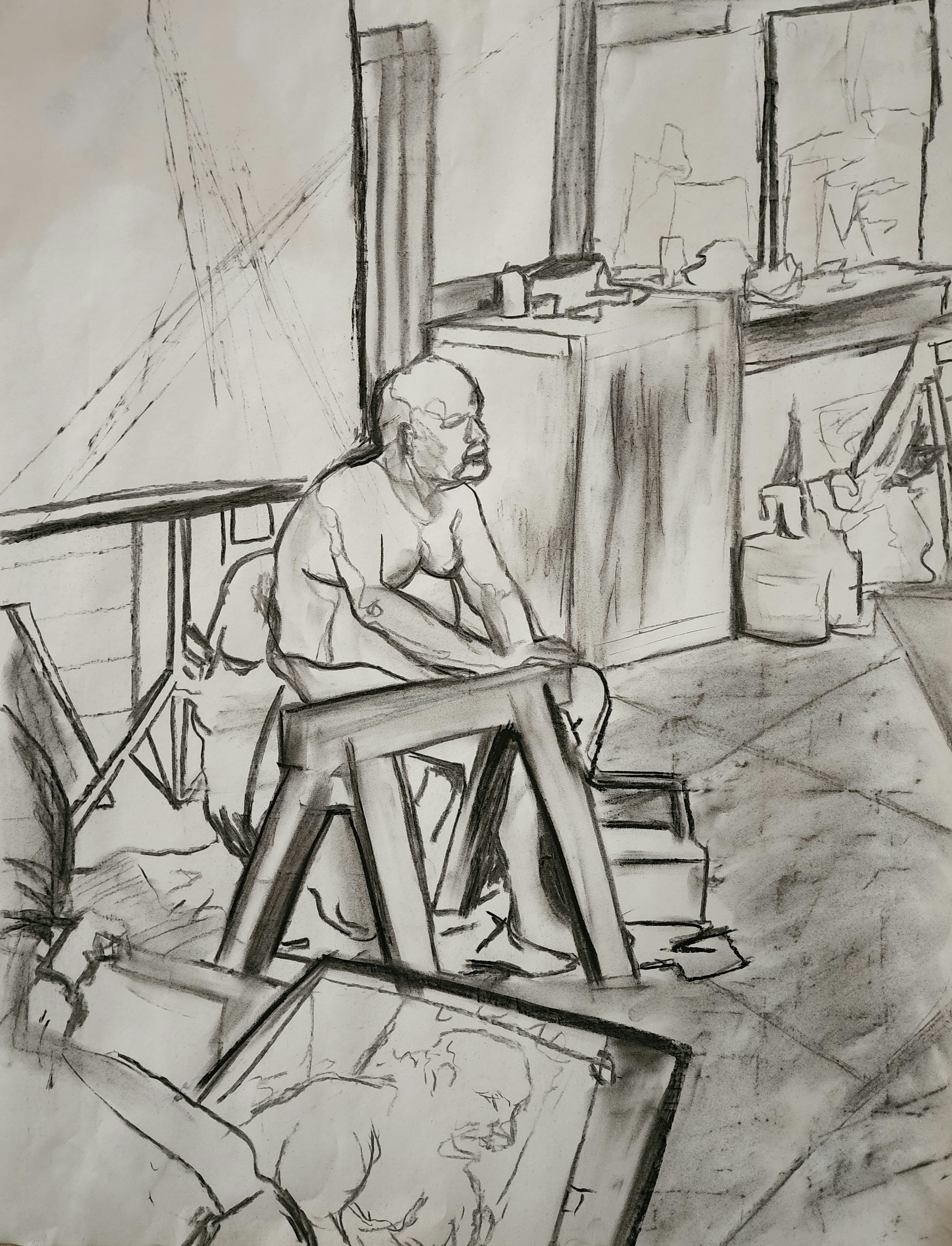 Figure Study, Charcoal, 18"x24", 2022