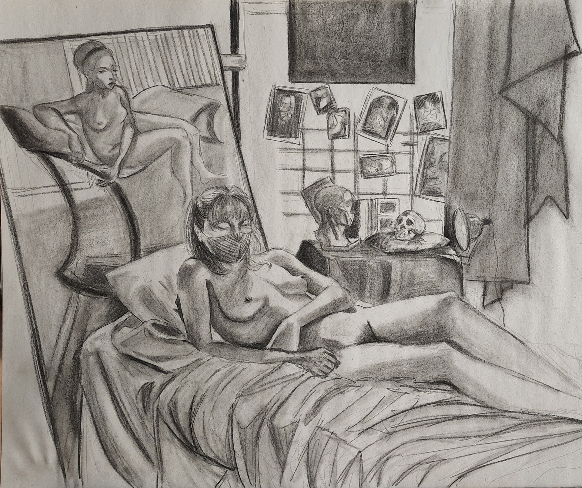Portraiture Study, Charcoal, 18"x24", 2022