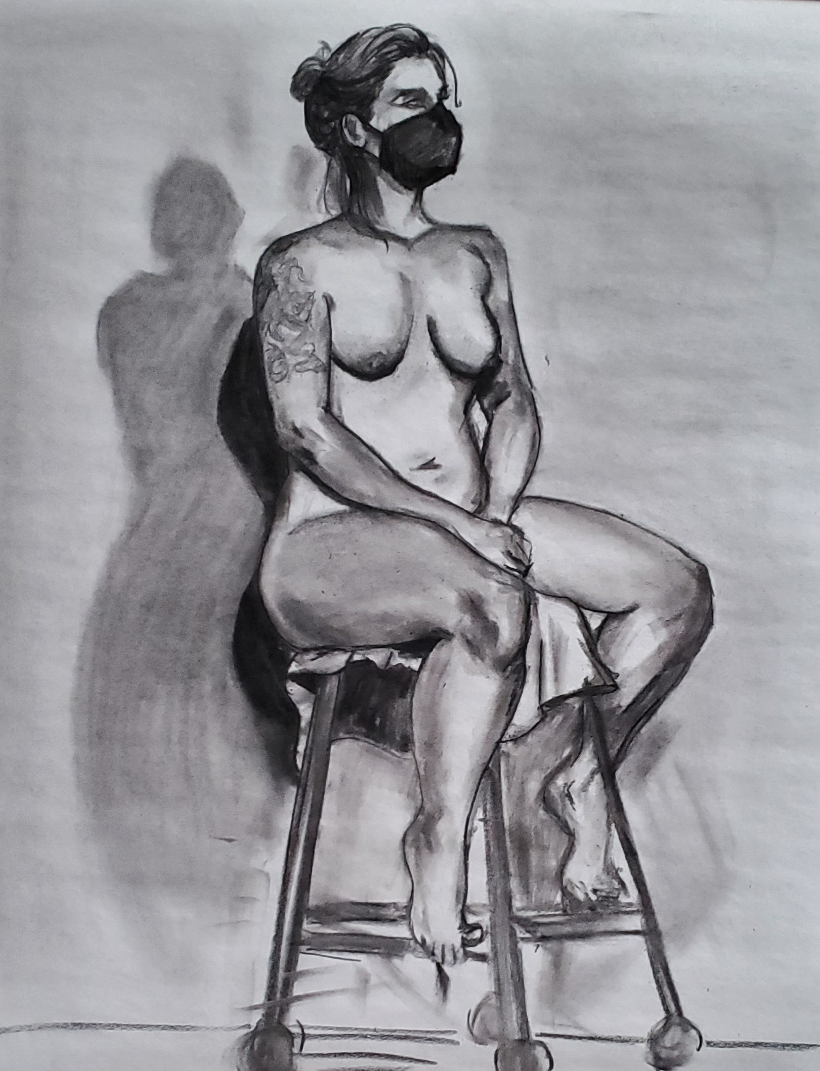 Figure Study, Charcoal, 18"x24", 2021