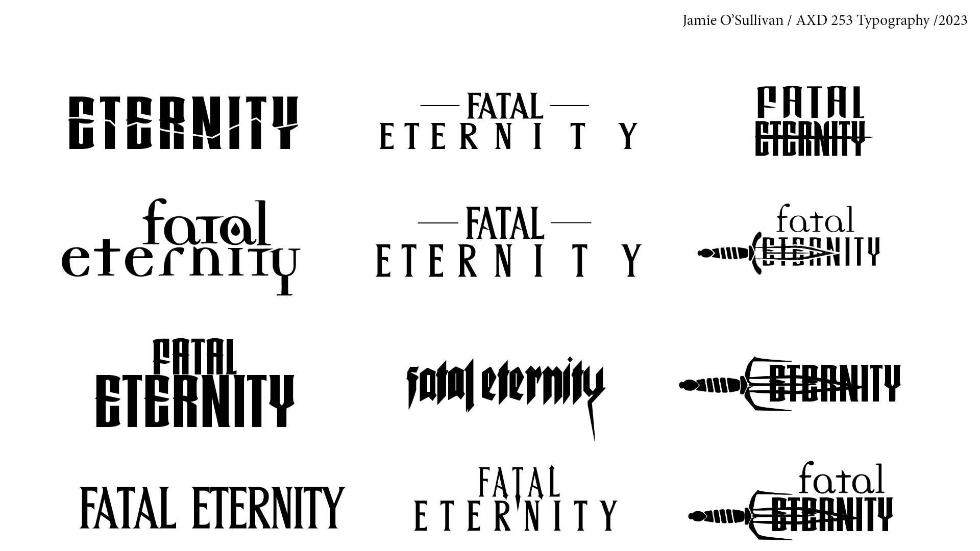 Testing different typographic options.