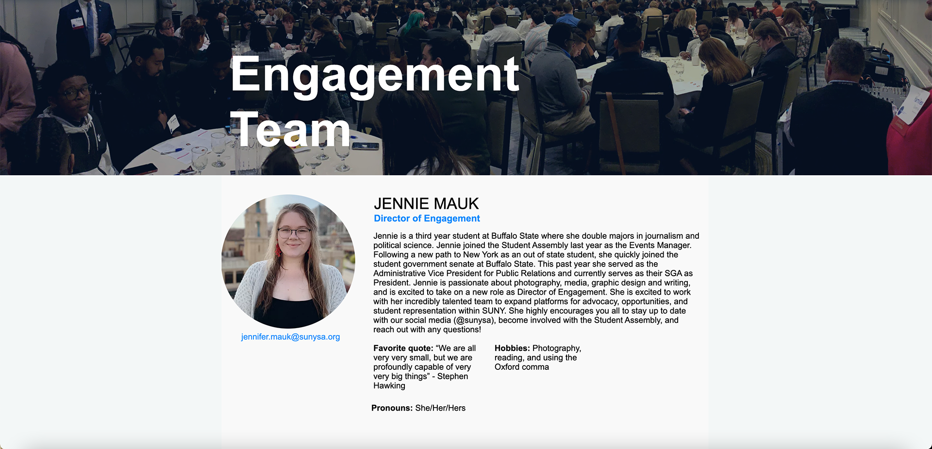 SUNY SA team page biography