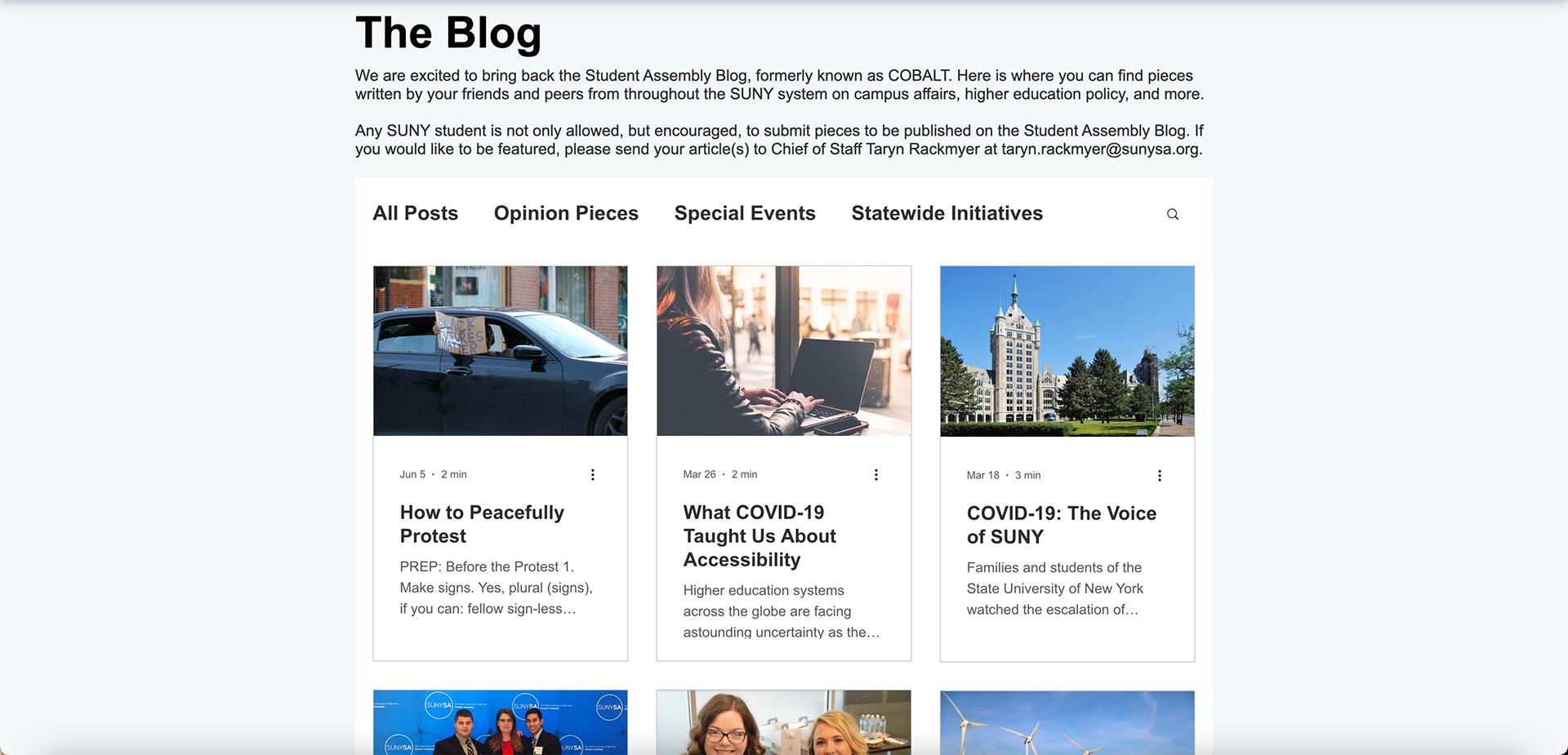 SUNY SA blog page