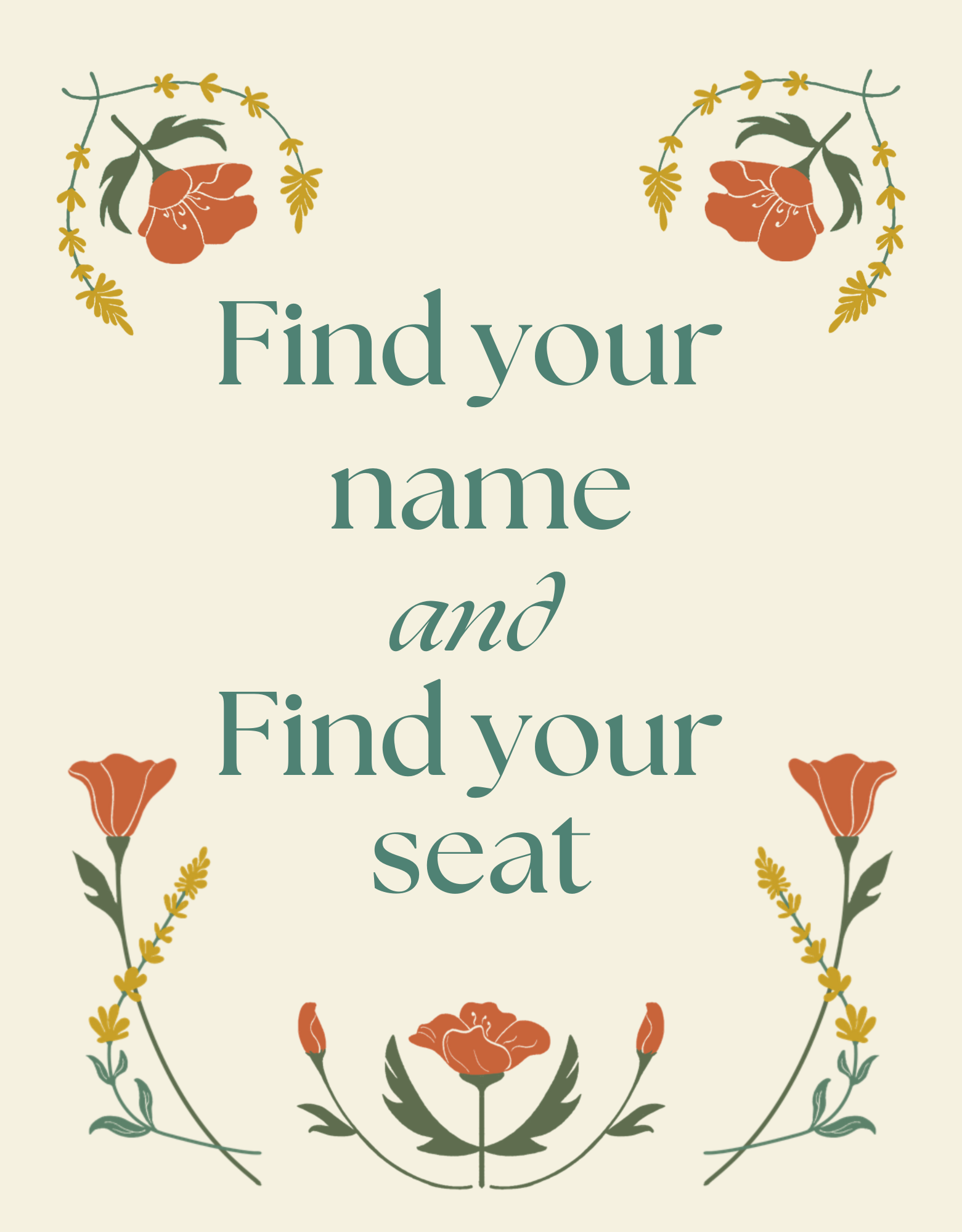 Escort Card Sign