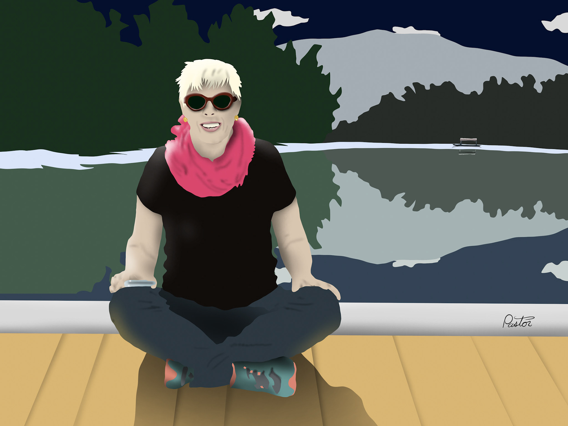 2024-12-20 Leslie at Xochimilco drawn using Adobe Fresco