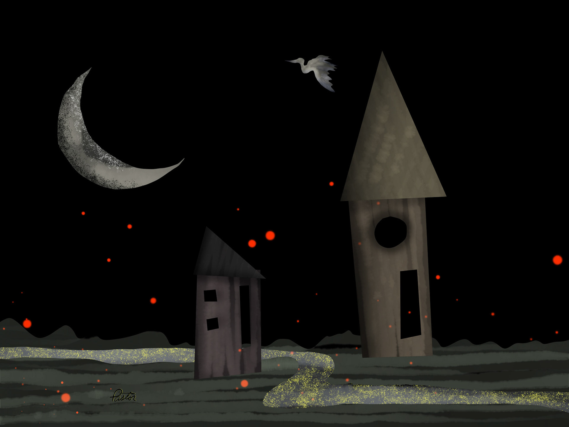 2024-07-25 Fantasy Village drawn with Adobe Fresco