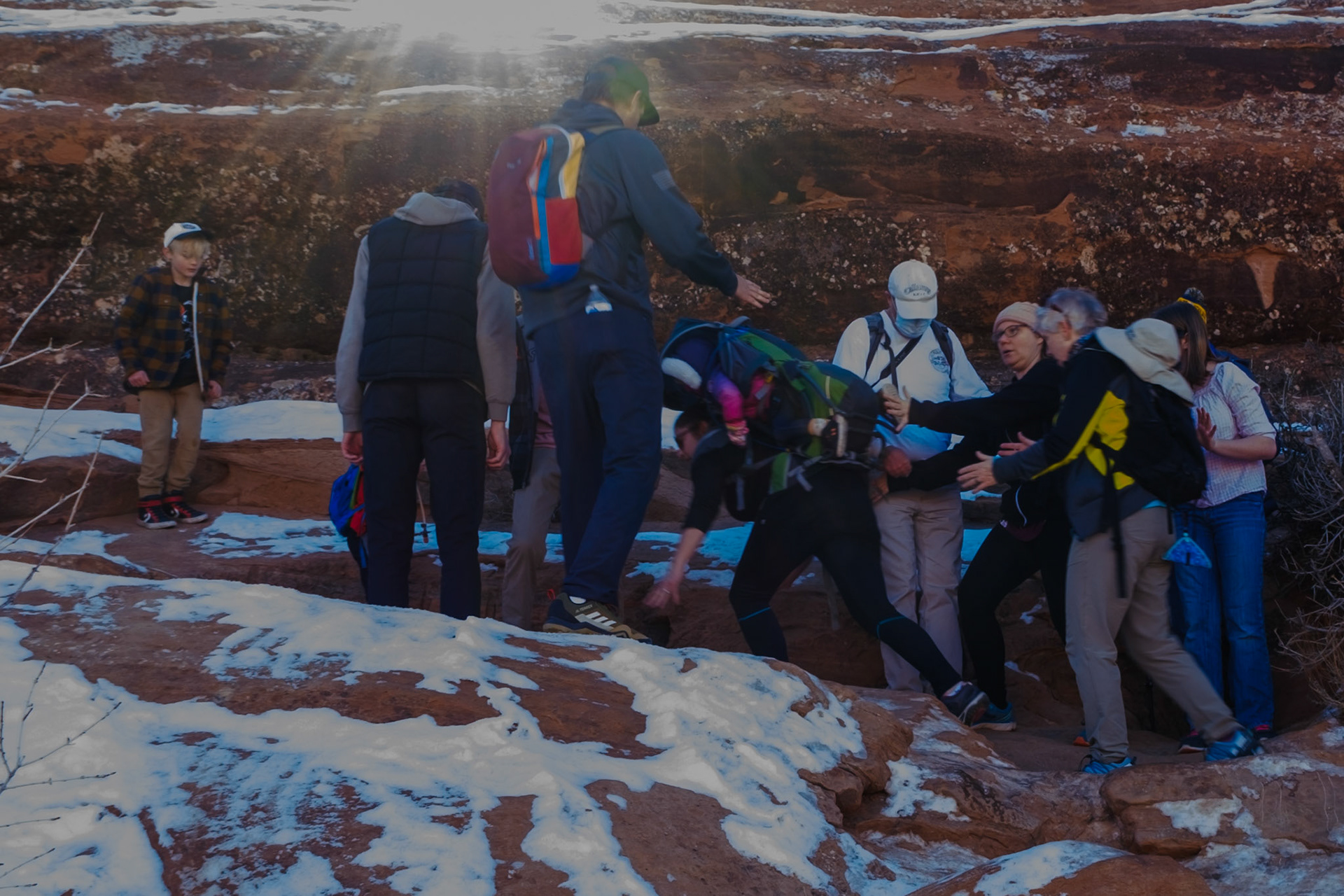 slippery trail to Delicate Arch