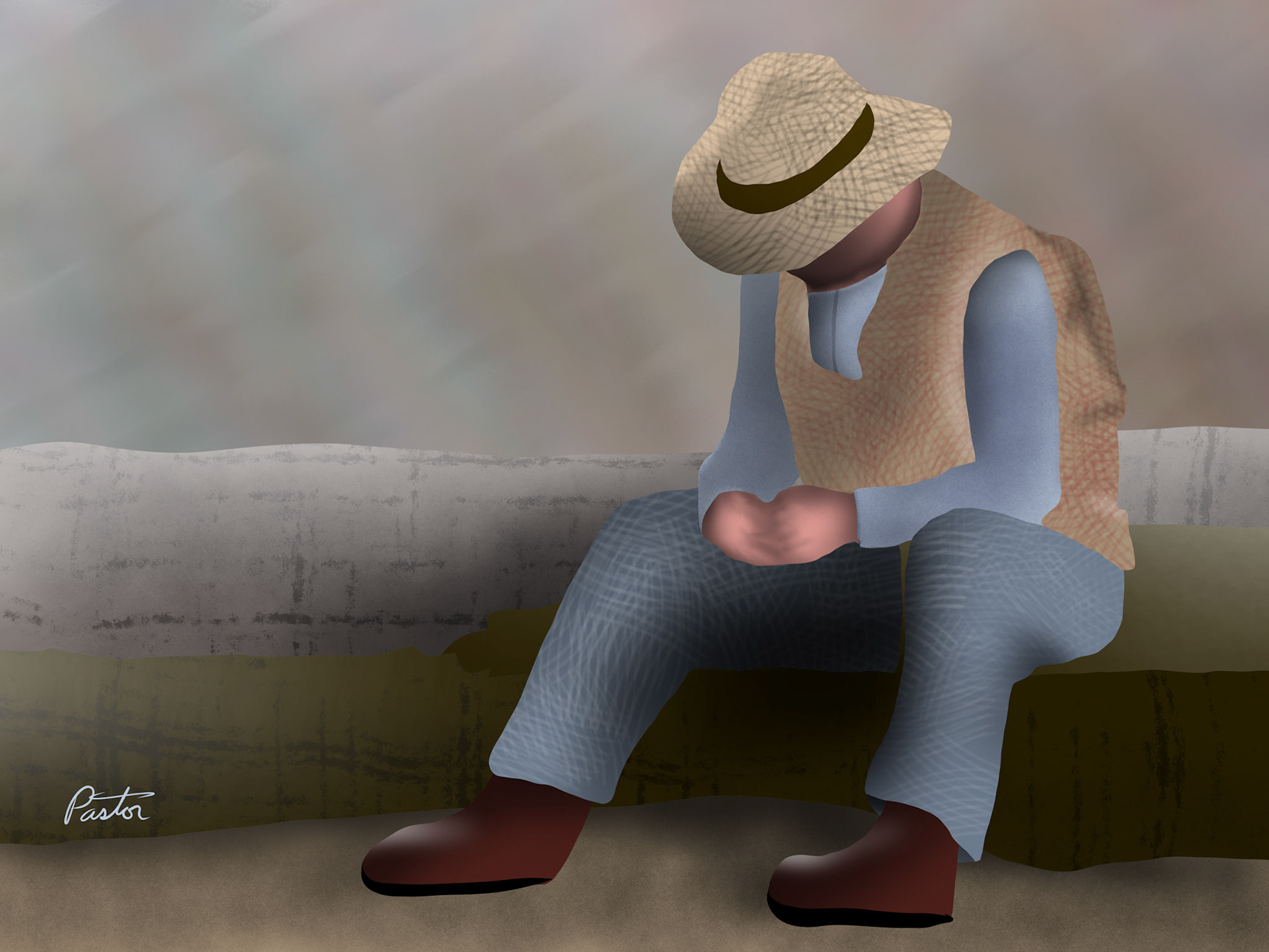 2024-12-28 Man at Pyramid drawn using Adobe Fresco