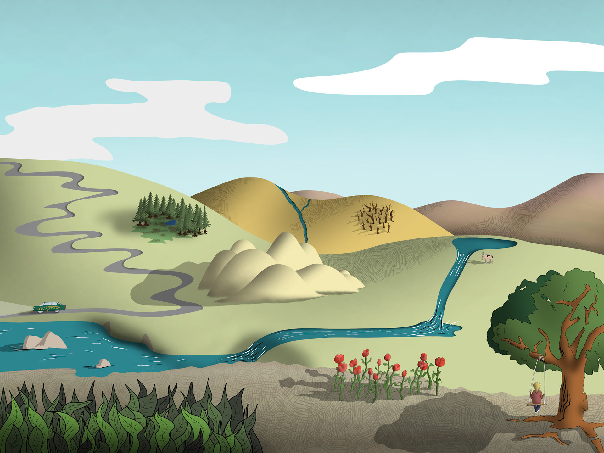 2025-07-05 Grand Mesa drawn using Adobe Fresco