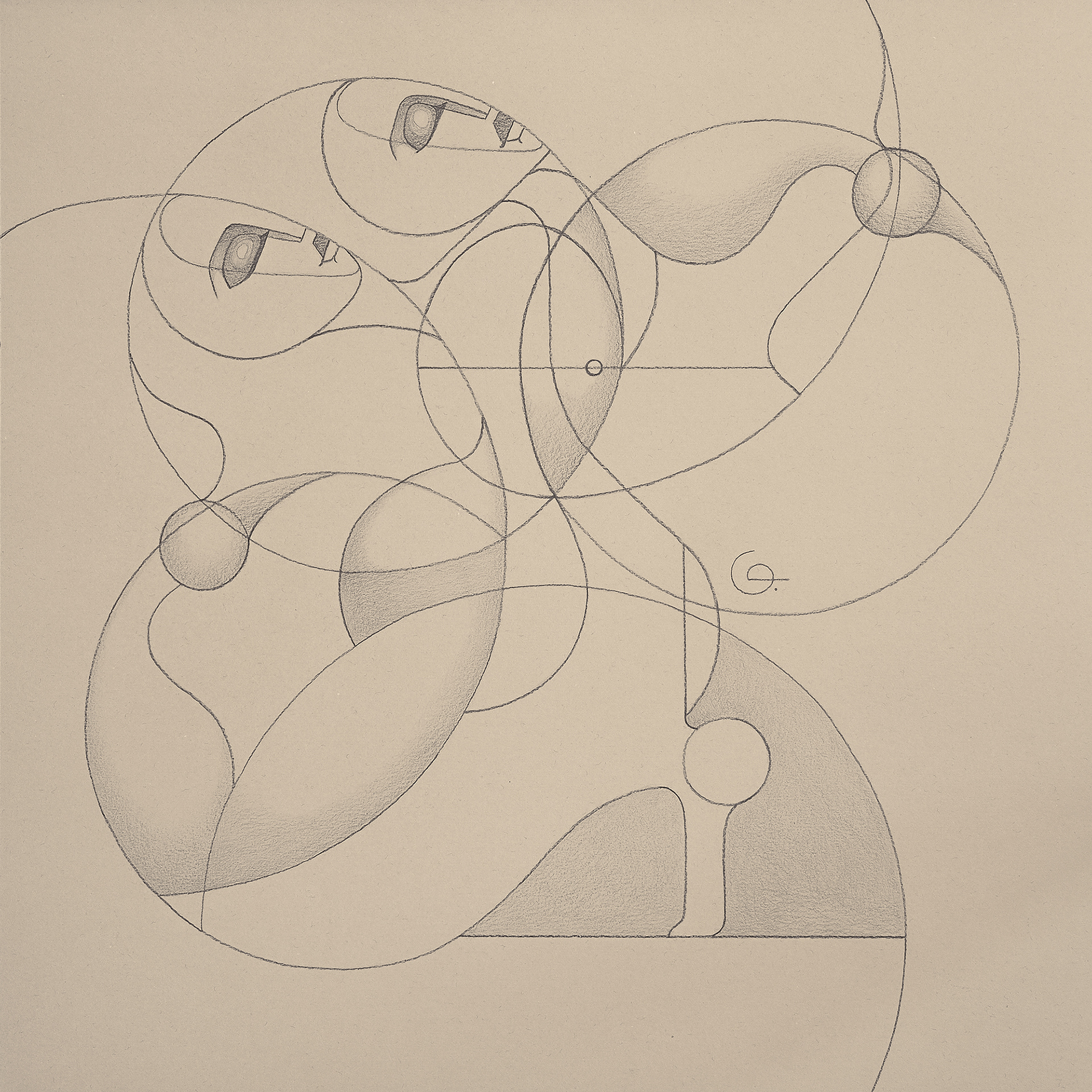 Graphics 26 ‘Impulsiveness – Prudence’ — minimalist geometric drawing on a progression-of-2 grid, symbolizing the fluid interplay between spontaneous impulse and thoughtful prudence as intertwined psychological forces.