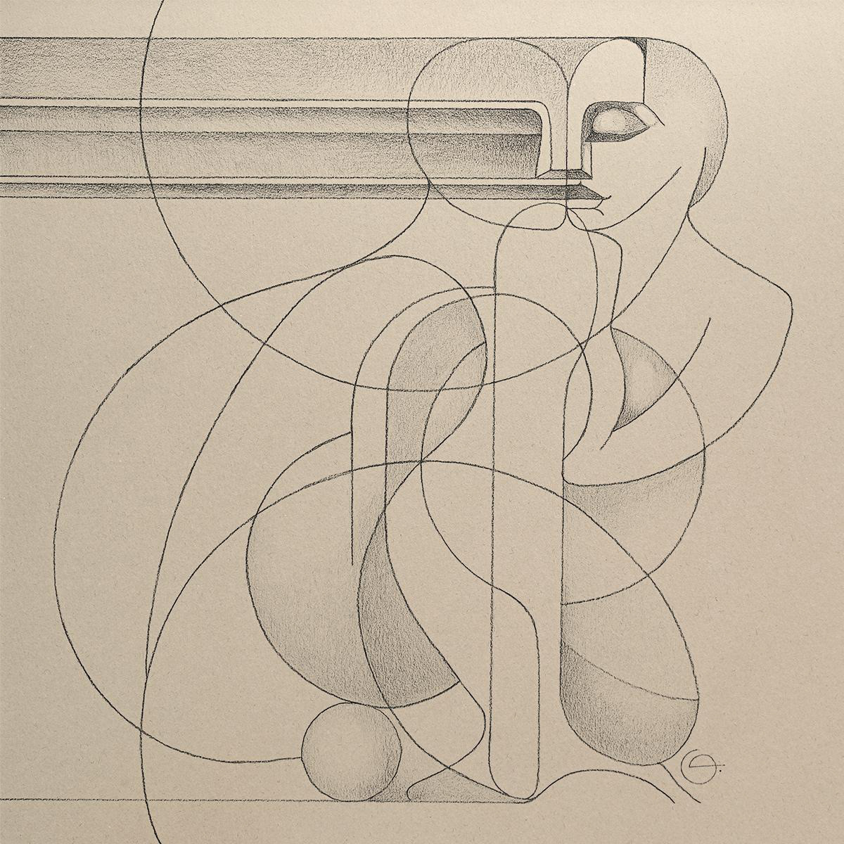 Graphics 23 Loud Silence — minimalist geometric drawing based on a progression-of-2 grid, depicting the duality between emotional urgency and quiet restraint as two harmonizing psychological forces. Graphics by Tetiana Gryshchenko.