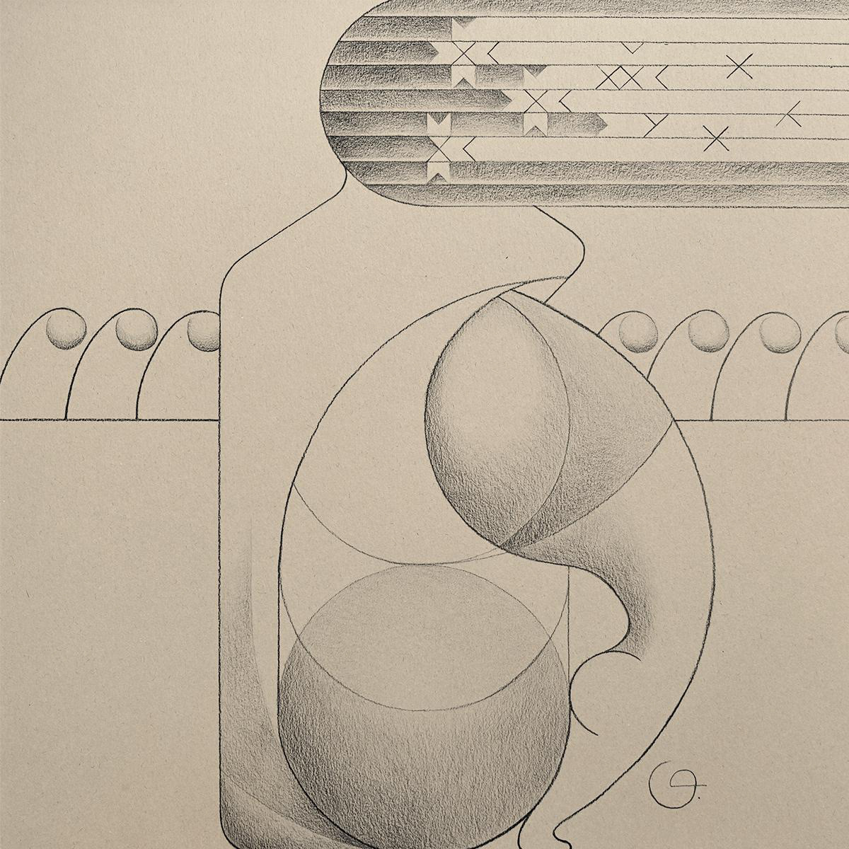 Graphics 17 ‘Mari u Polia’ — minimalist drawing symbolizing childhood memories of Mariupol, boundaryless composition reflecting war-broken borders, fading empathy, and the tension between personal loss and collective forgetting.