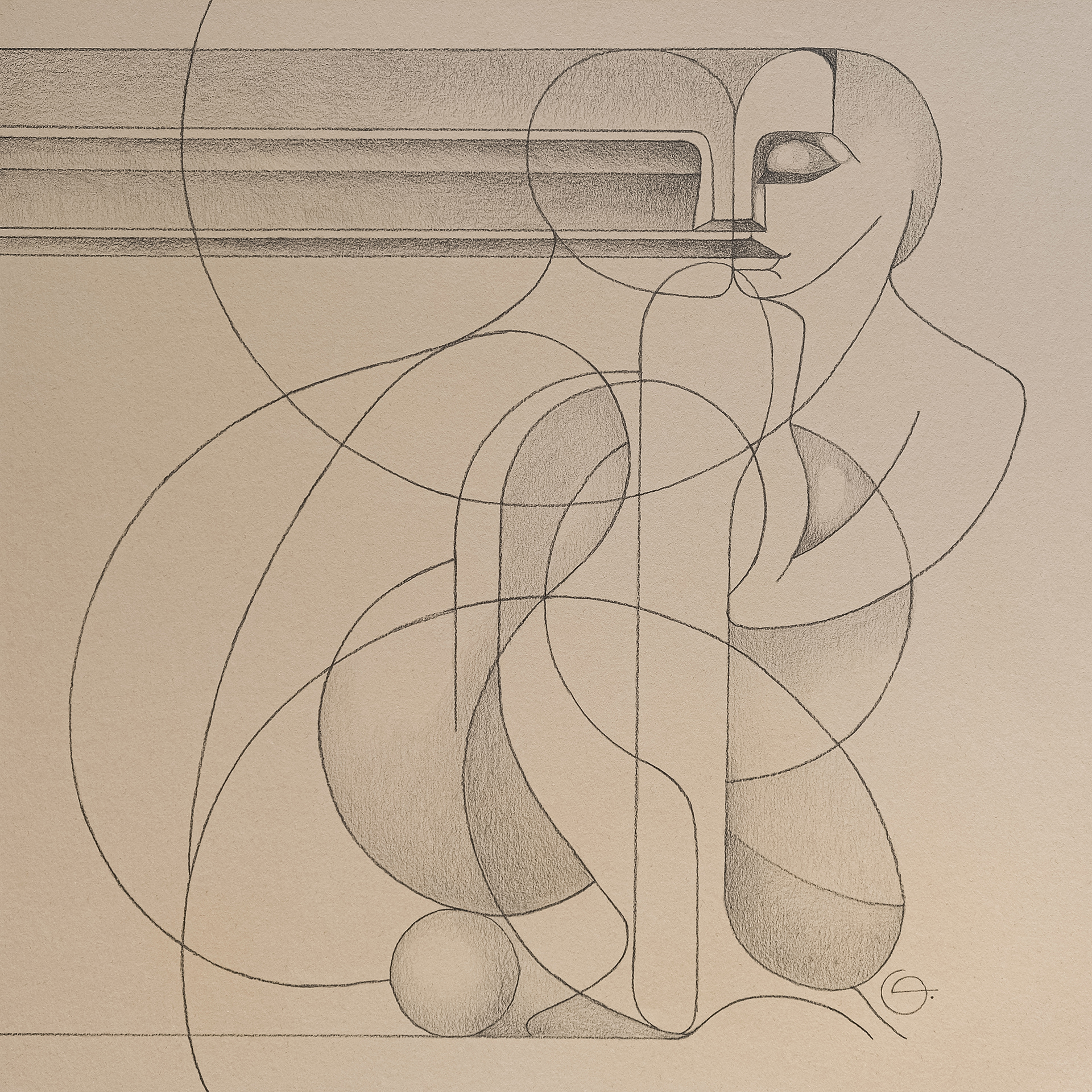 Графіка 23 Гучна тиша — мінімалістичний геометричний малюнок, заснований на сітці прогресії 2, що зображує дуальність між емоційною терміновістю та тихою стриманістю як двома гармоніюючими психологічними силами.