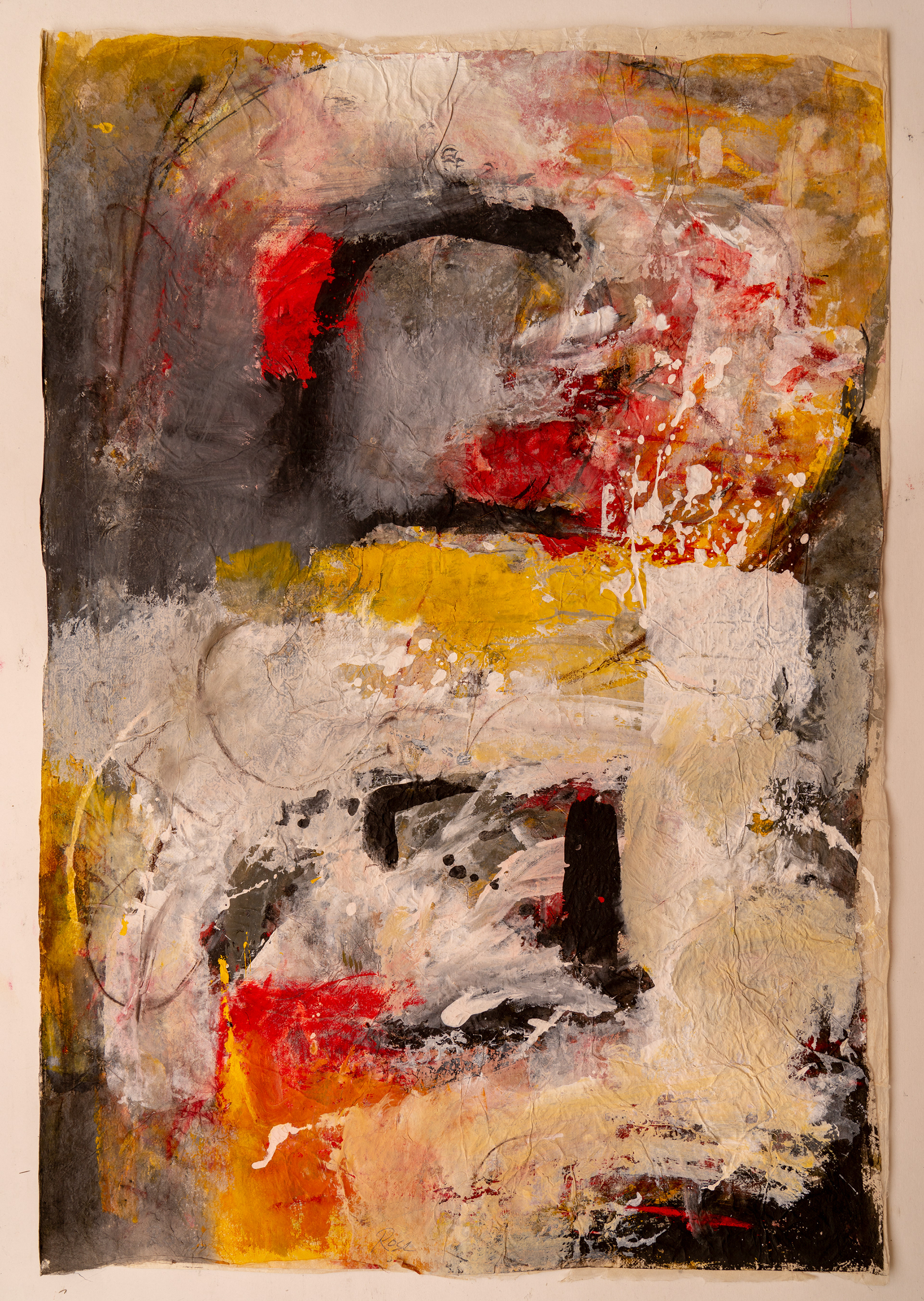 _Nepal-Number 8(38'x30') mixed media on Nepali Lokta Paper $750.00