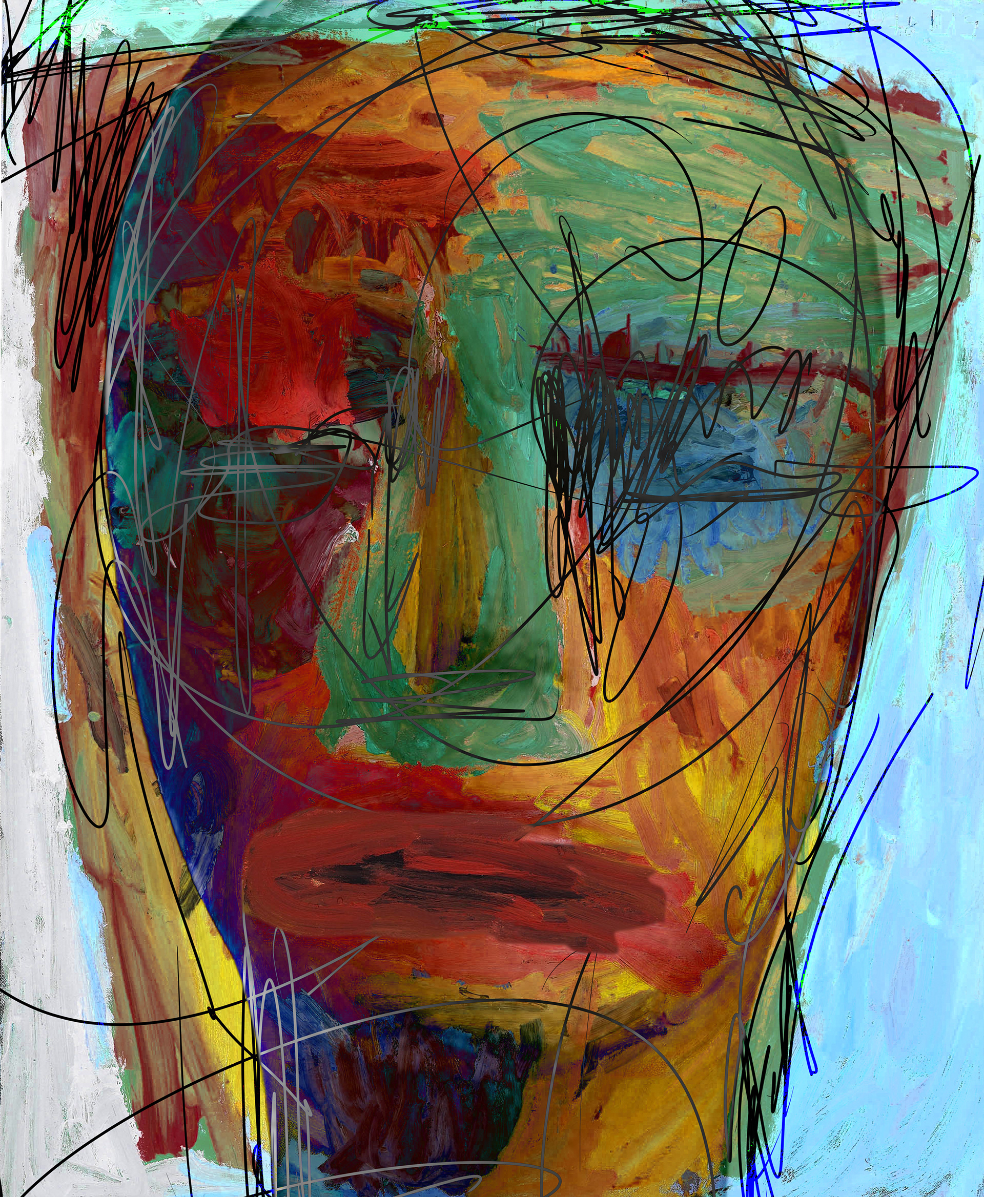 Painted Head 1, screen print (28"x36")
