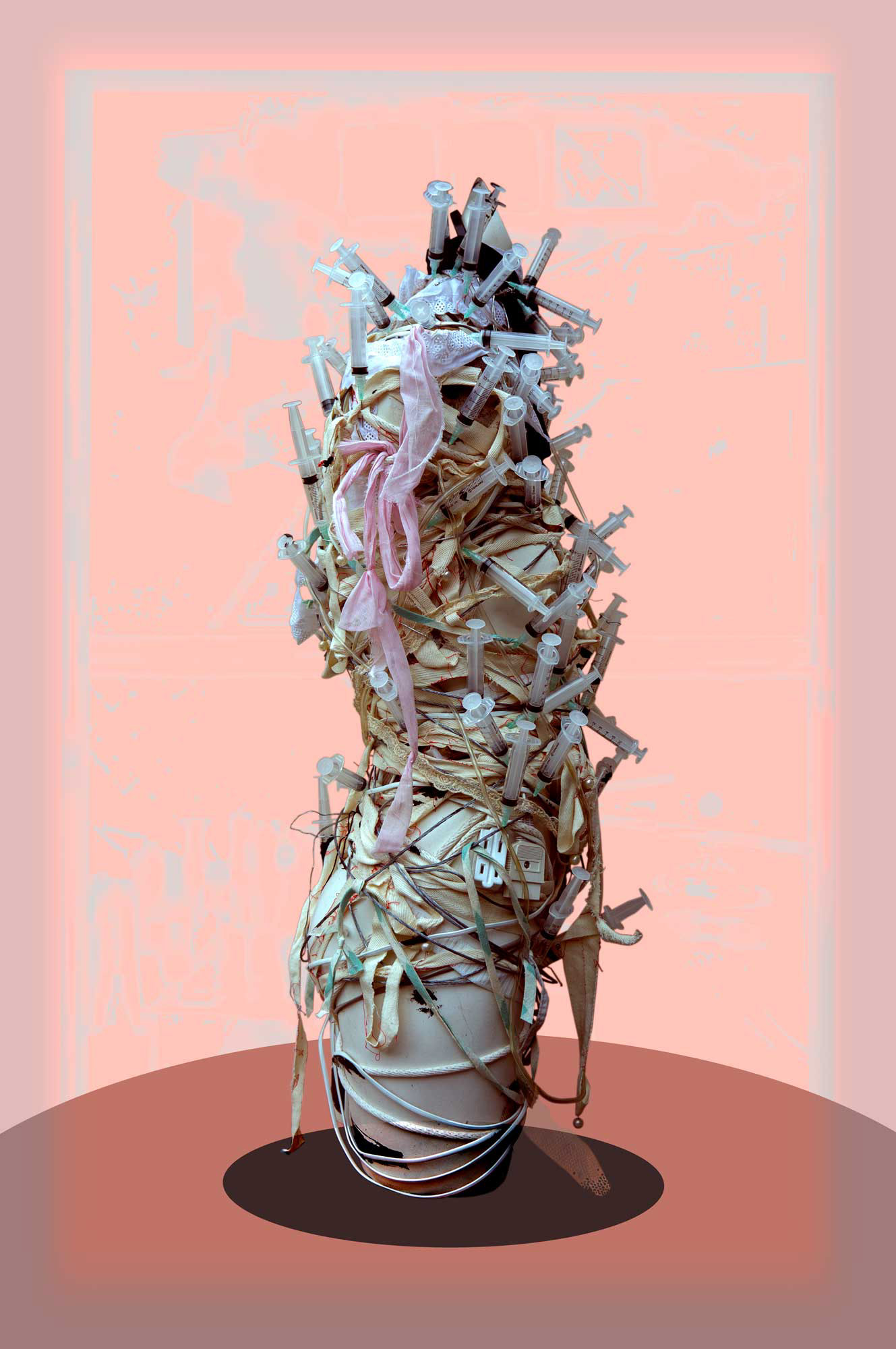 The Bride Stripped Bare-Side- mixed media screen print 36"x24"