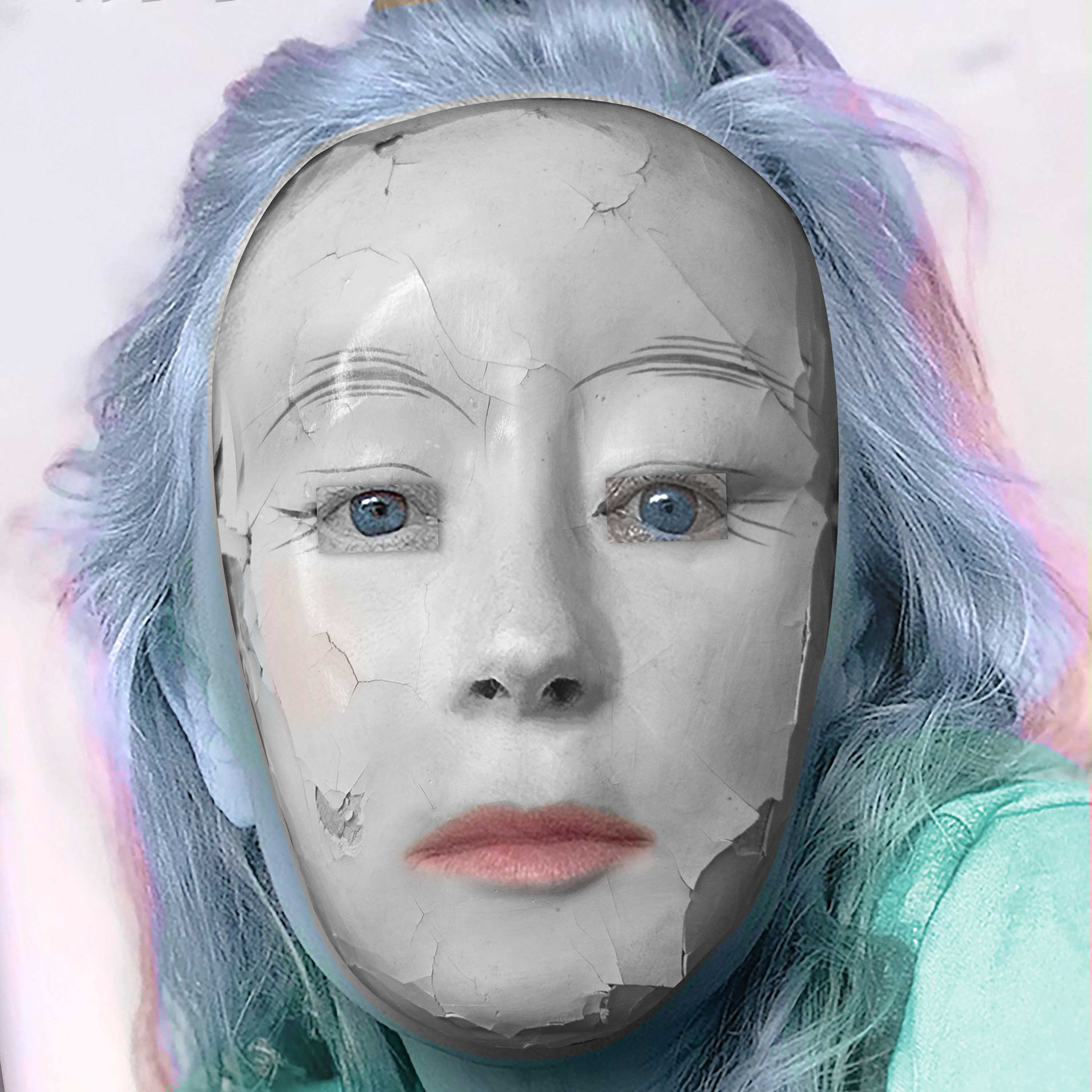Cindy Sherman (b. 1954) American photographer and conceptual artist, her staged self-portraits deconstruct identity, gender roles, and cultural stereotypes.   numbered print, 36" x 36" M.P. Rose series reflecting the merging of artist and artwork through symbolic forms