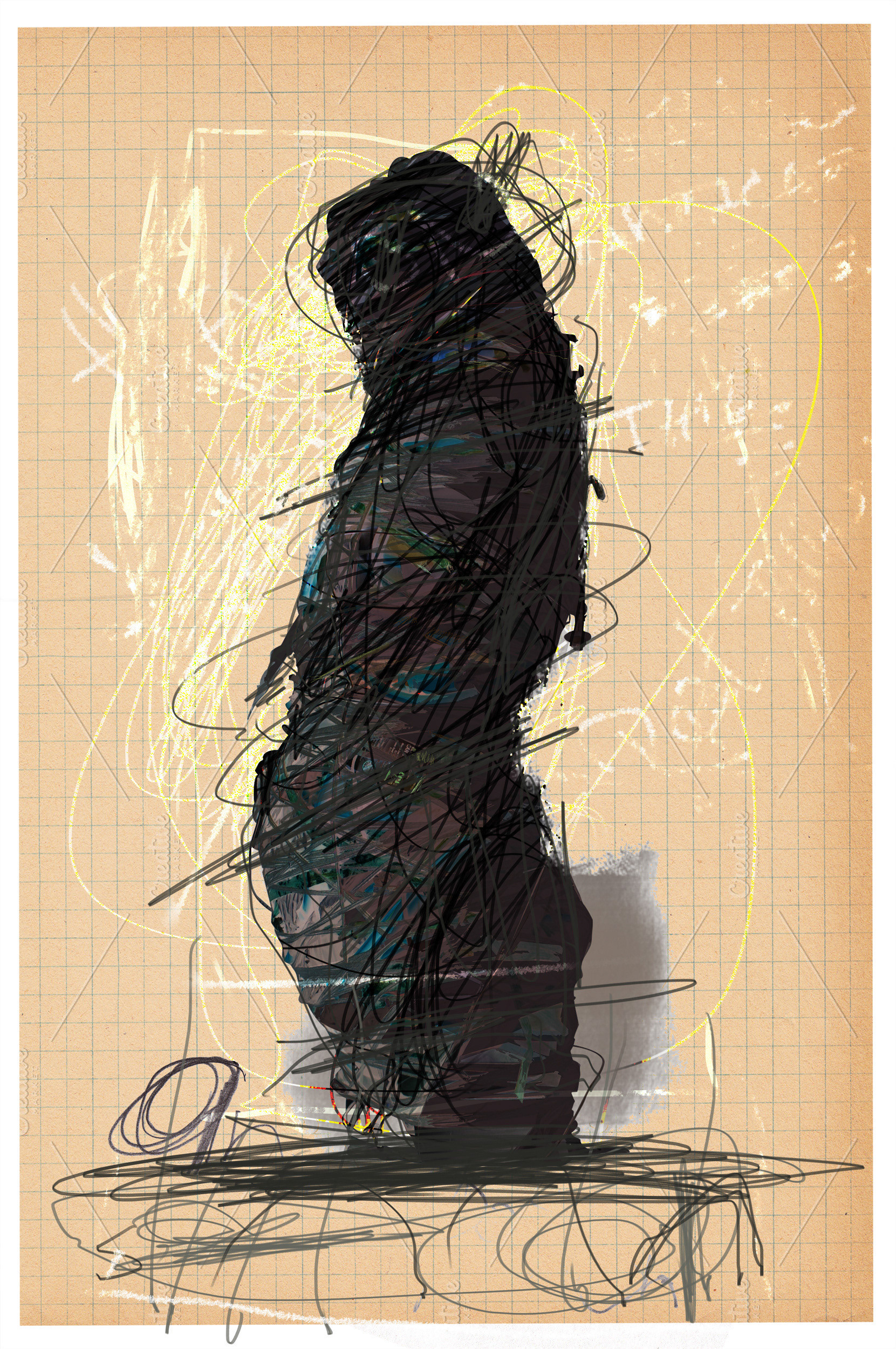 Dark Matter. numbered screen print (13"x18") - Conceptual art highlighting tension between idealized image and lived reality.