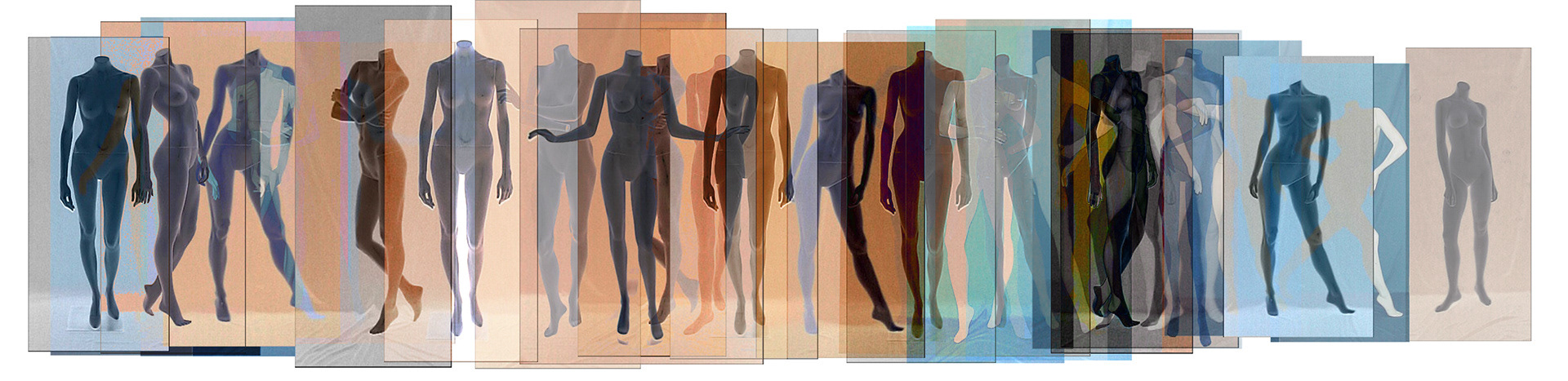 catwalk, screen print (18"x72") - Artwork referencing mannequins and surrealist critiques of femininity.