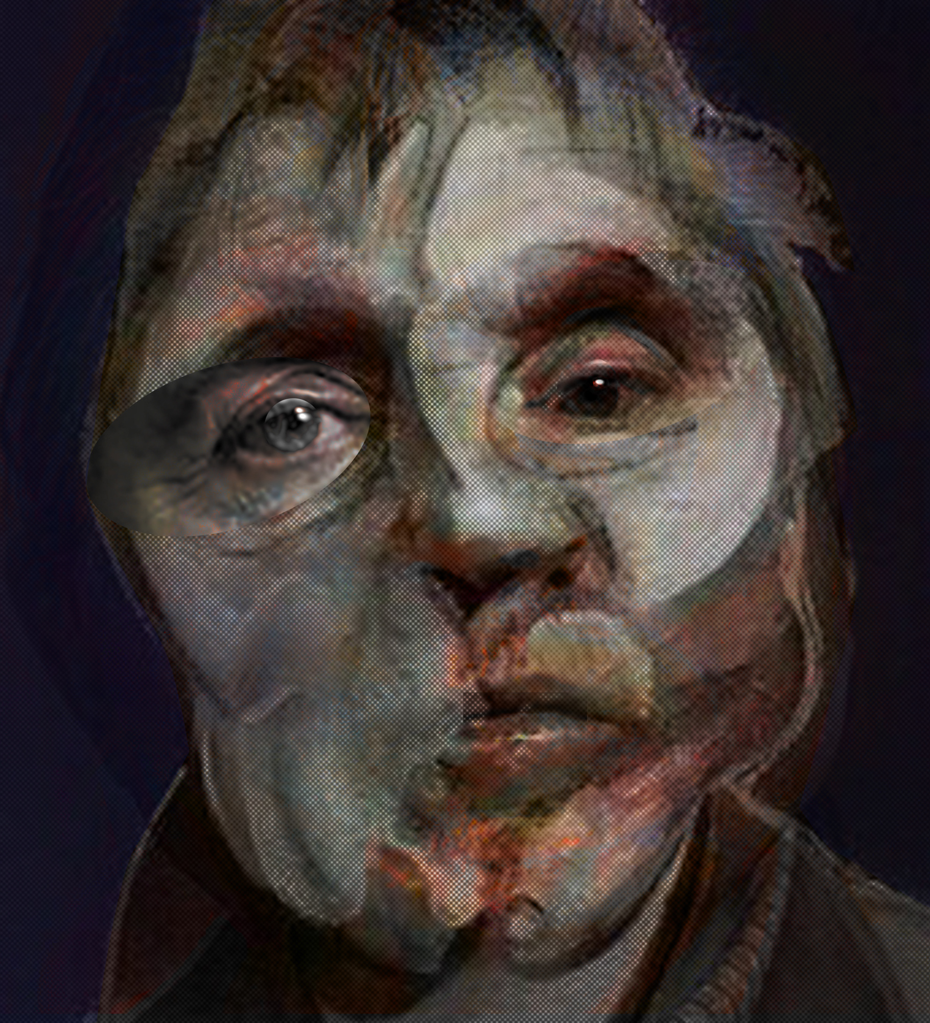 Francis Bacon (1909–1992) Irish-born British painter,   his distorted forms conveyed the trauma and alienation of the modern condition (Numbered print (36"x36") - Contemporary art piece examining the boundary between self and artistic expression.