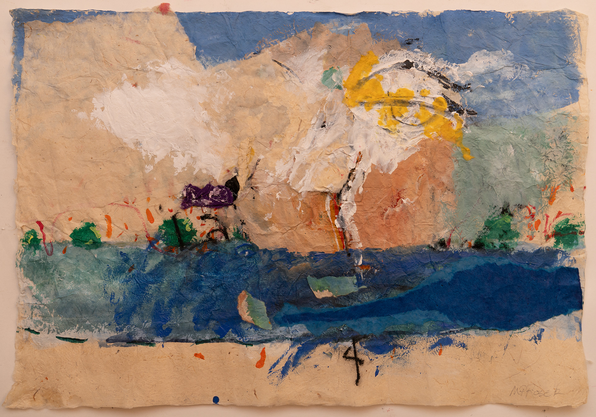 _Nepal-Bodanath(38'x30') mixed media on Nepali Lokta Paper $750.00