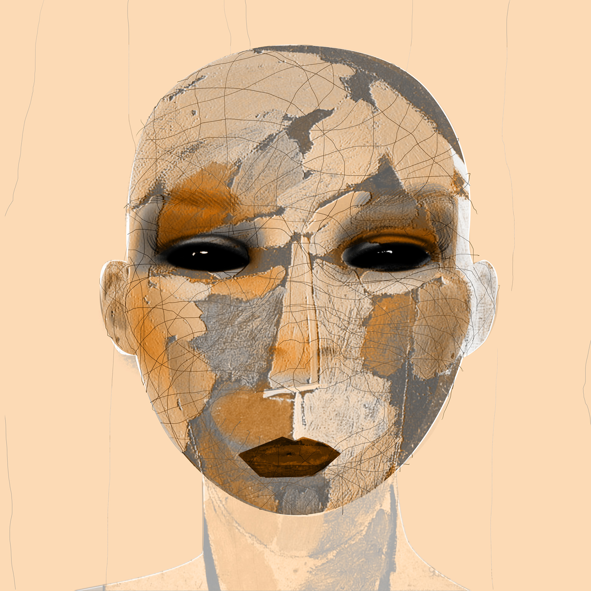 Painted Head 2, numbered print (36"x36")