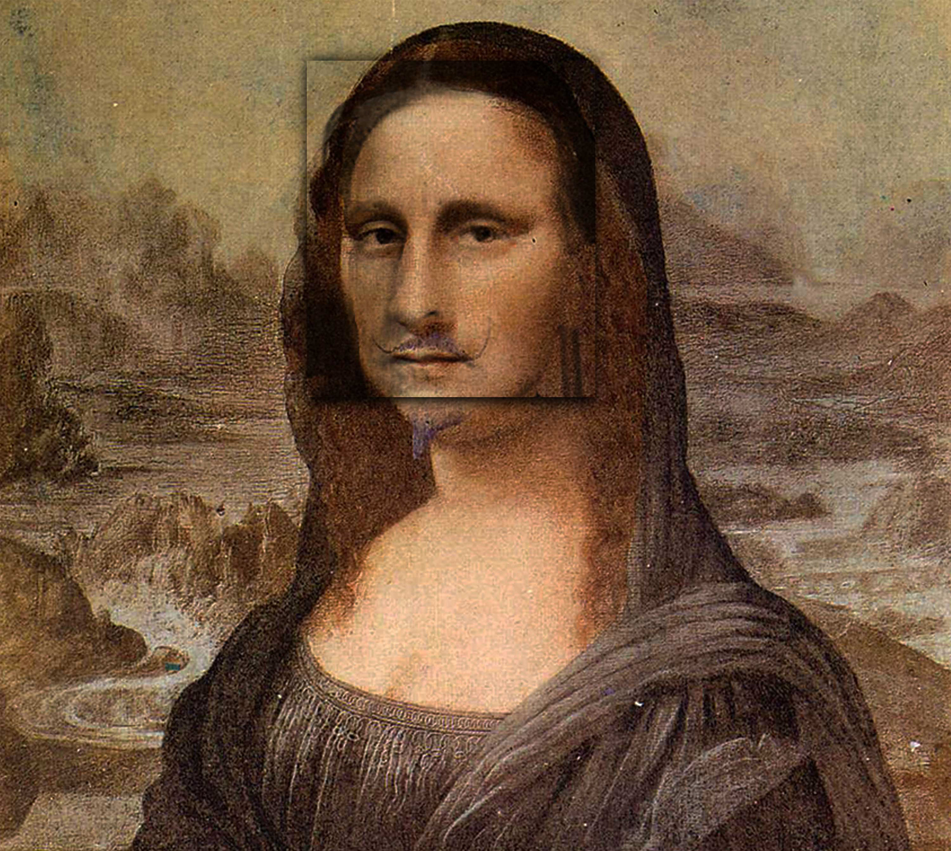 Marcel Duchamp (1887–1968) French conceptual artist, painter, sculptor, and writer,   numbered print,  28" x 28" Symbolic digital artwork exploring the merging of artist and artwork in conceptual art.