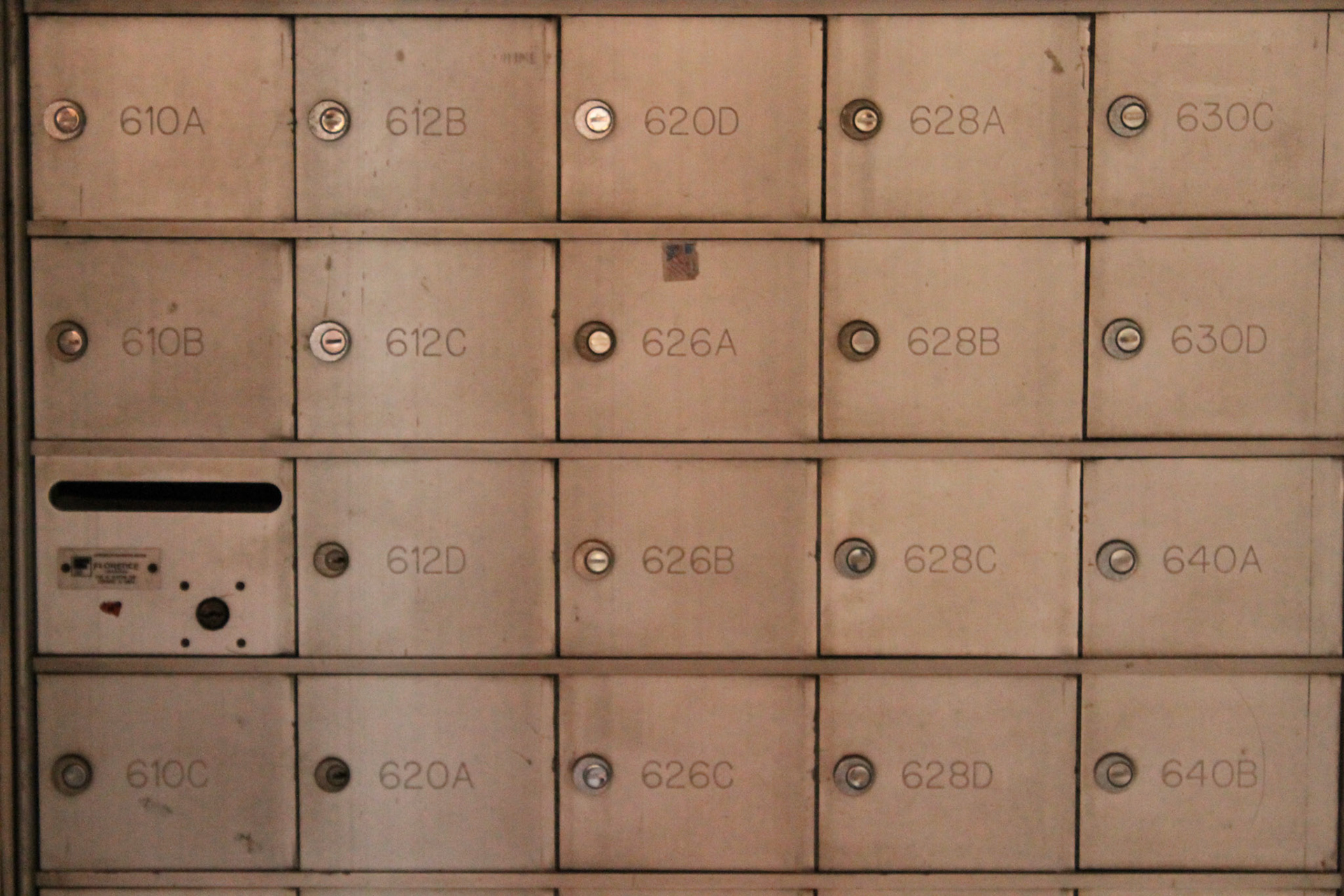 A set of apartment mailboxes in Mount Vernon. Baltimore, Maryland; Thursday, September 8, 2022.