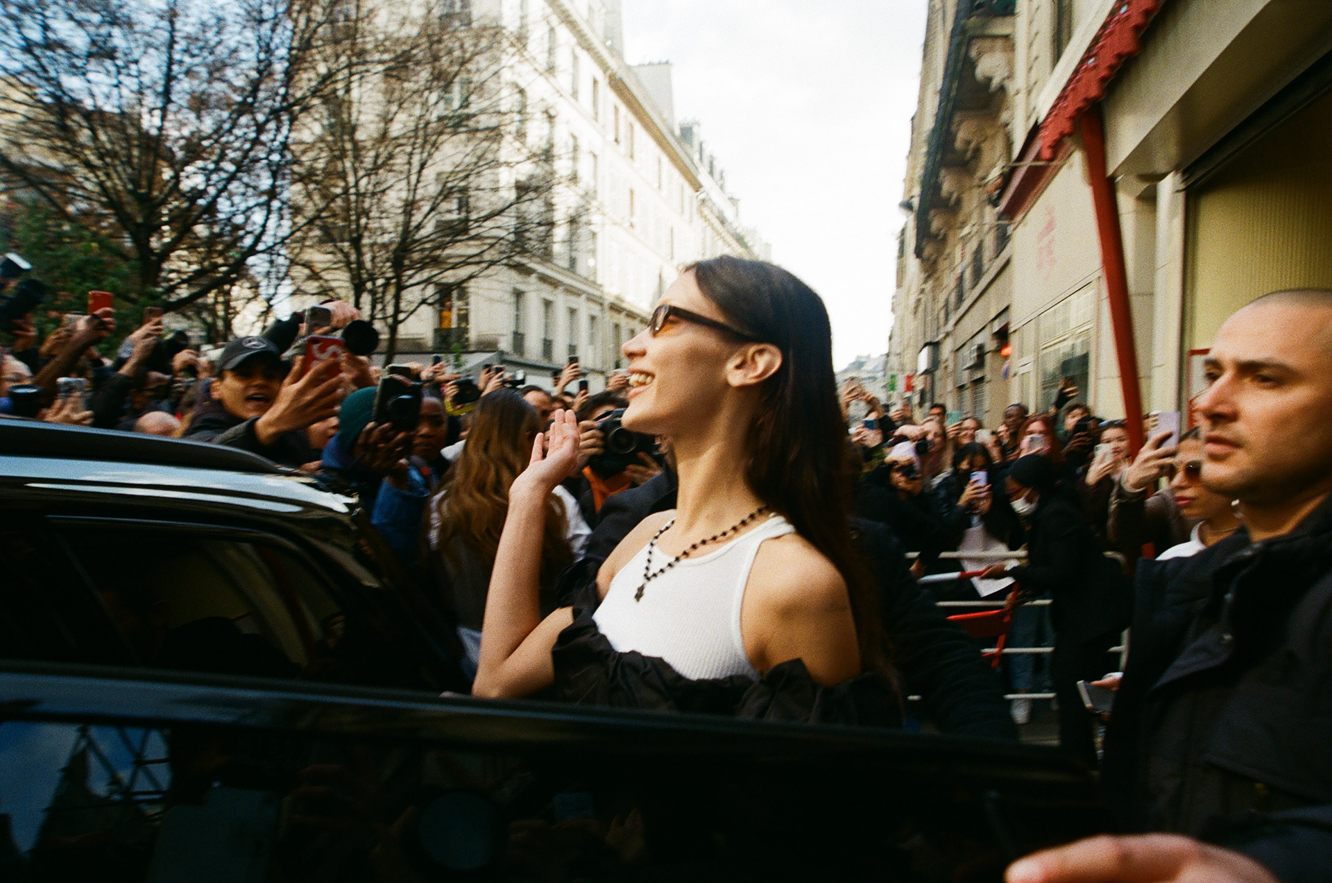 Bella Hadid, Vivienne Westwood at La Nouvelle Eve, color film, 05/02/2022.
