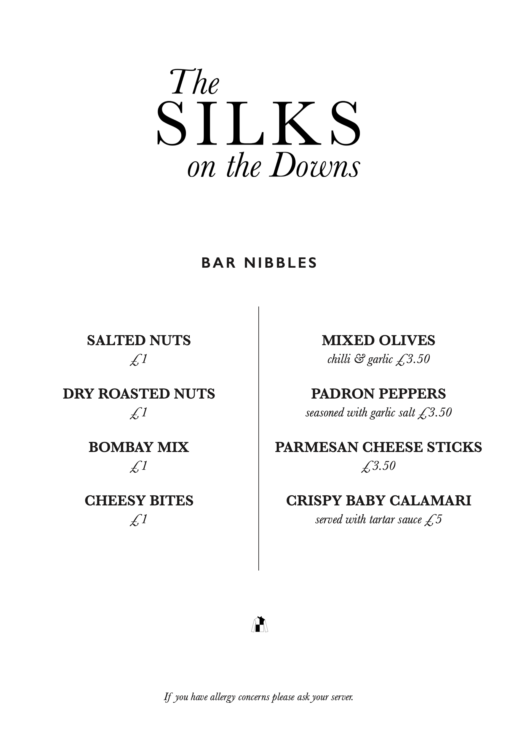 Example A5 Bar Menu