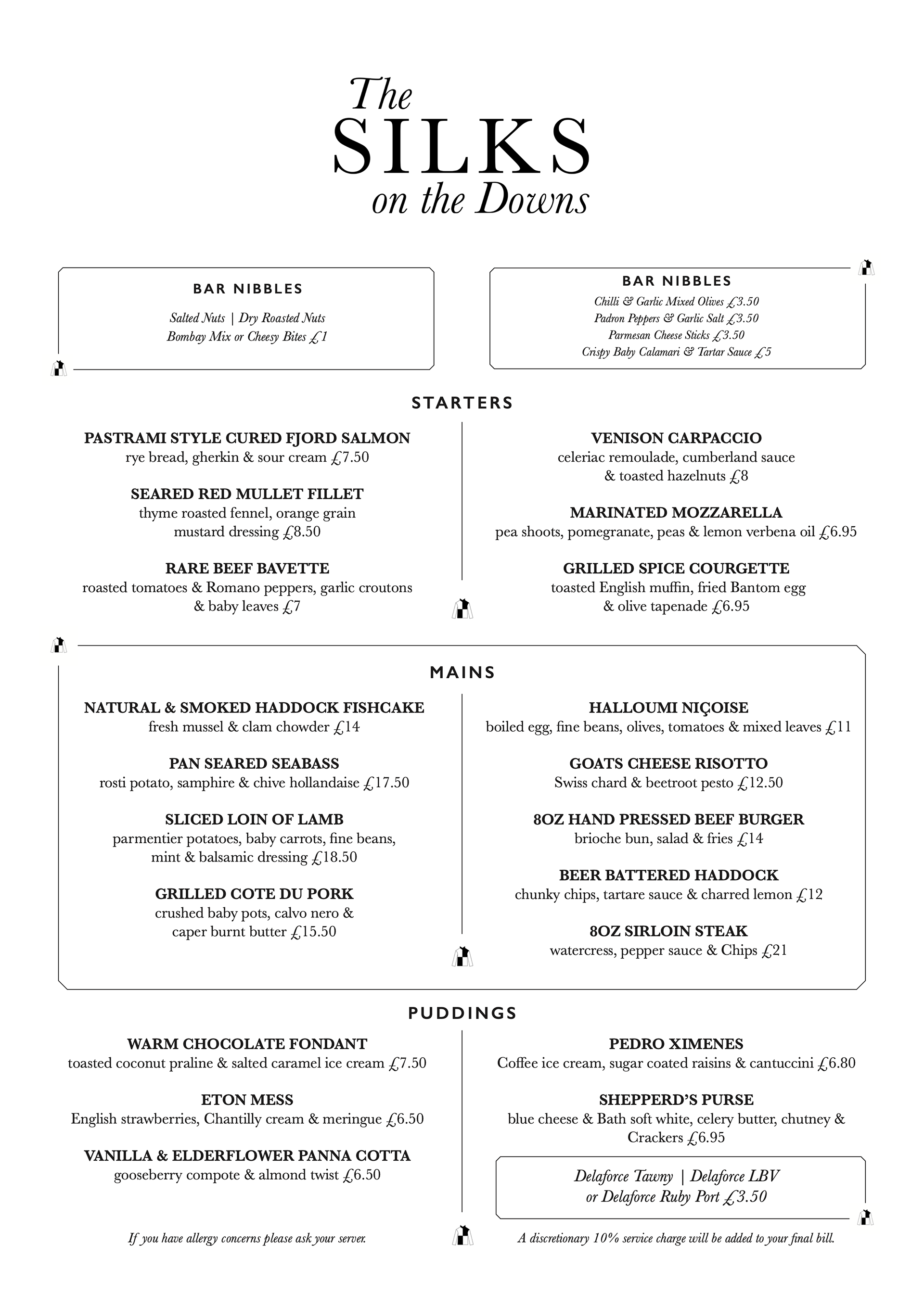 Example A4 Dinner Menu Front