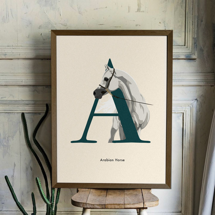 Alphabet Poster ' A' for Arabian Horse