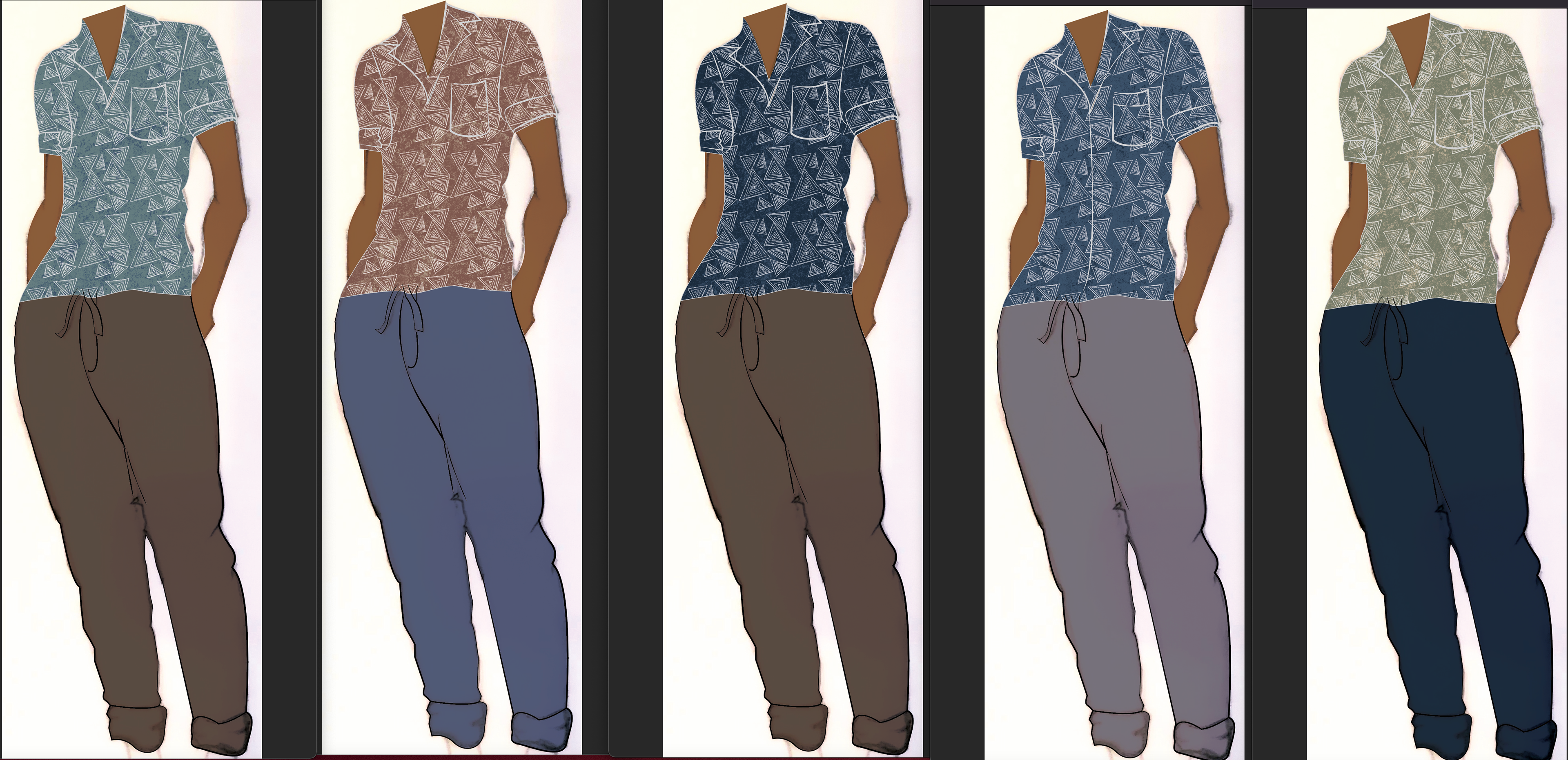 FASHION ILLUSTRATIONS- DESIGN BOARD FOR X OF PENTACLES- SPRING SHIRTING