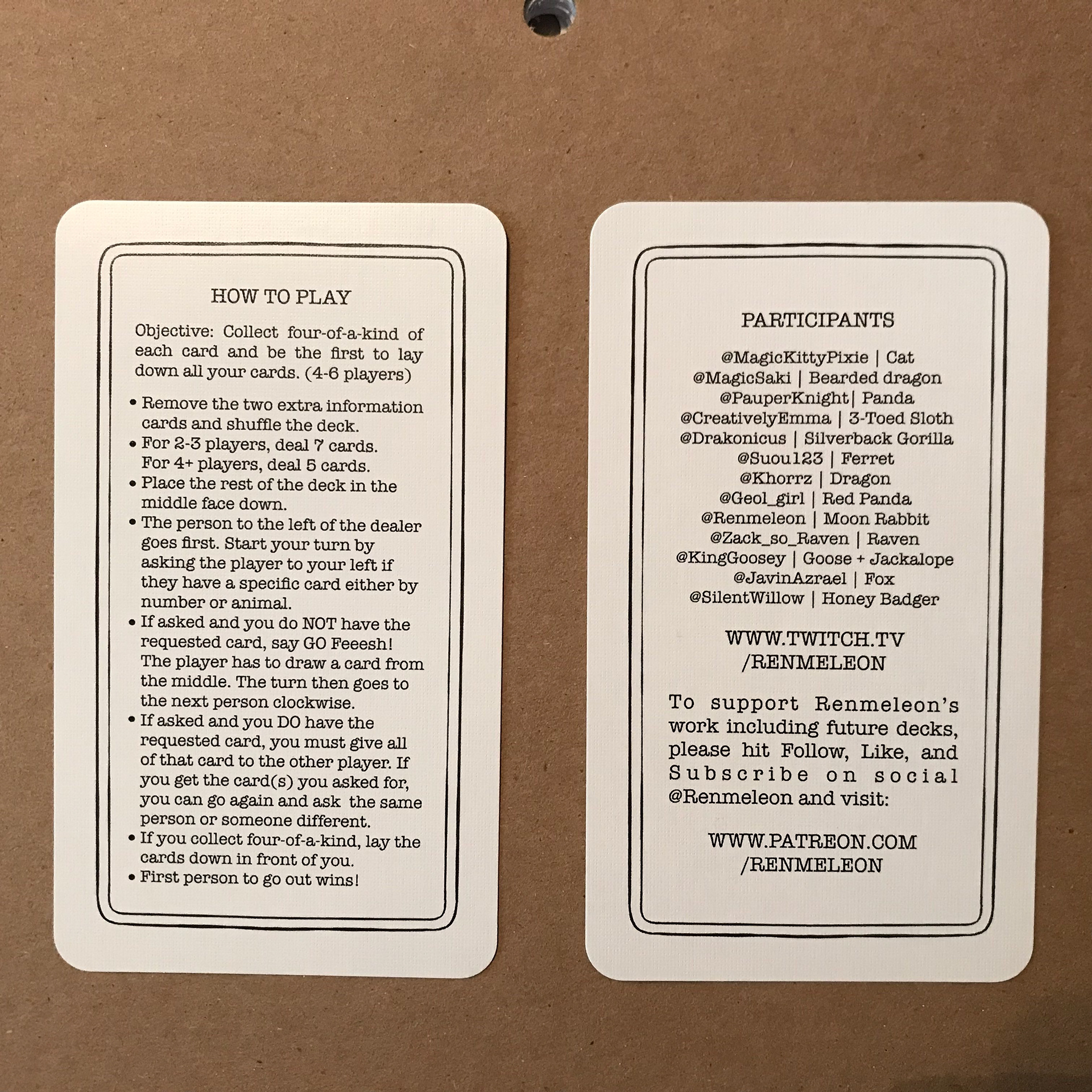 How to play and characters cards.