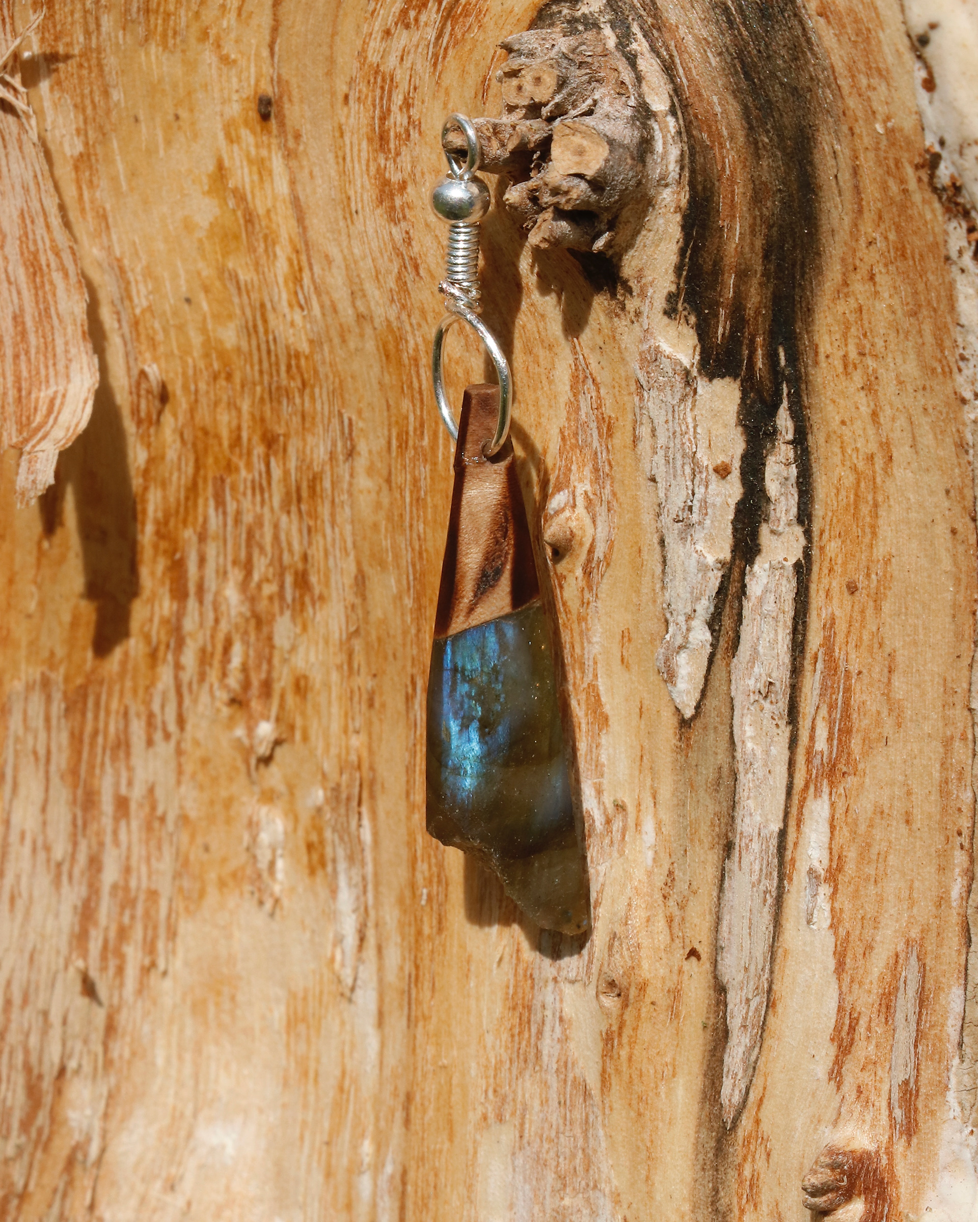 Teal Labradorite X Burl Wood