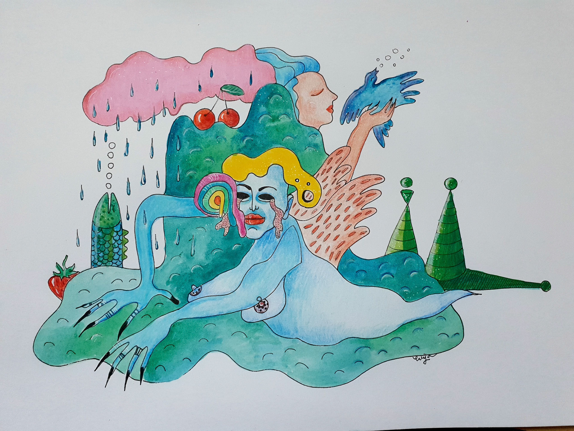 'Splash' 12 x 16 inches, 2020 pencil on paper (sold)