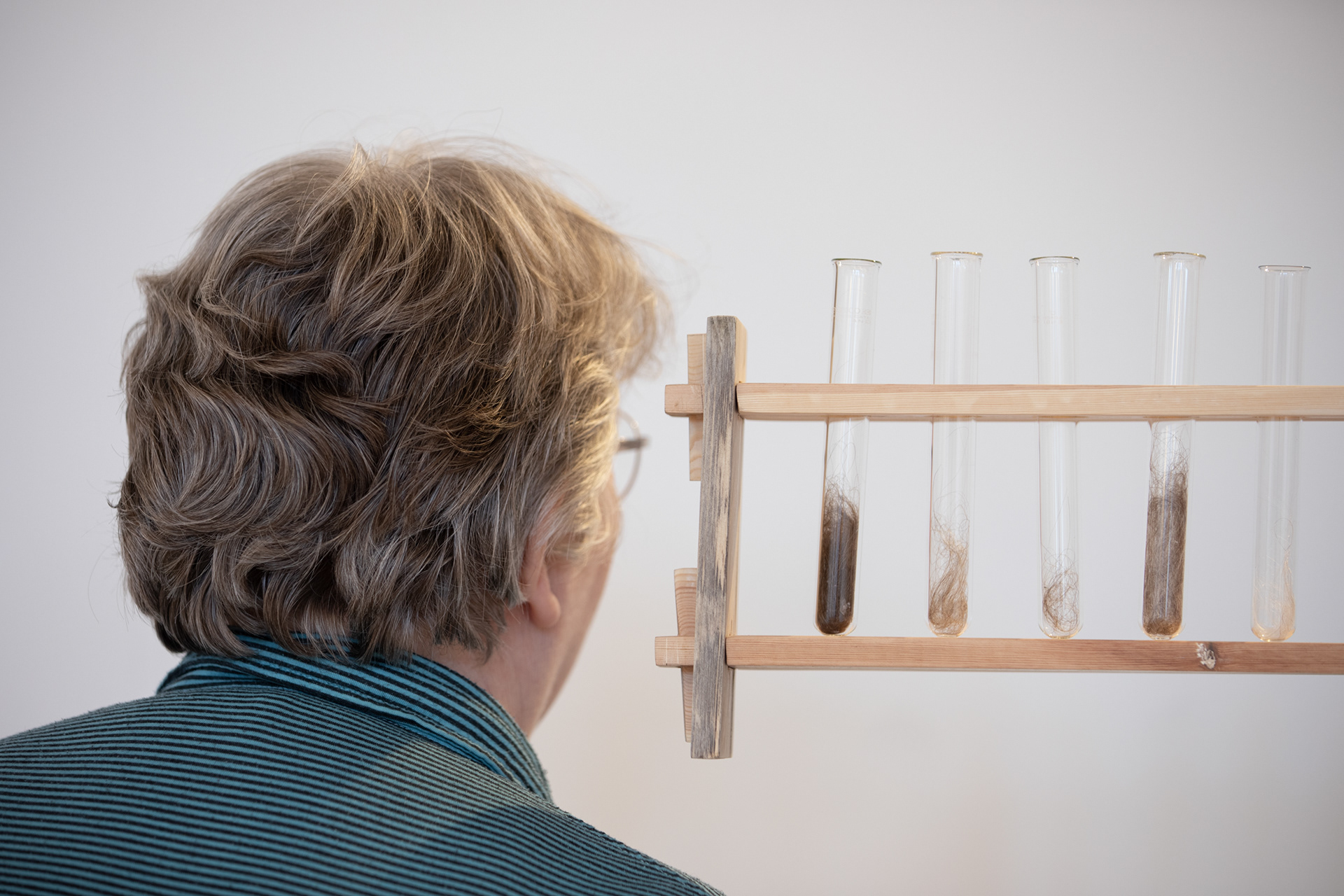 Deborah, with her artwork at Inverness Creative Academy, march 2022
