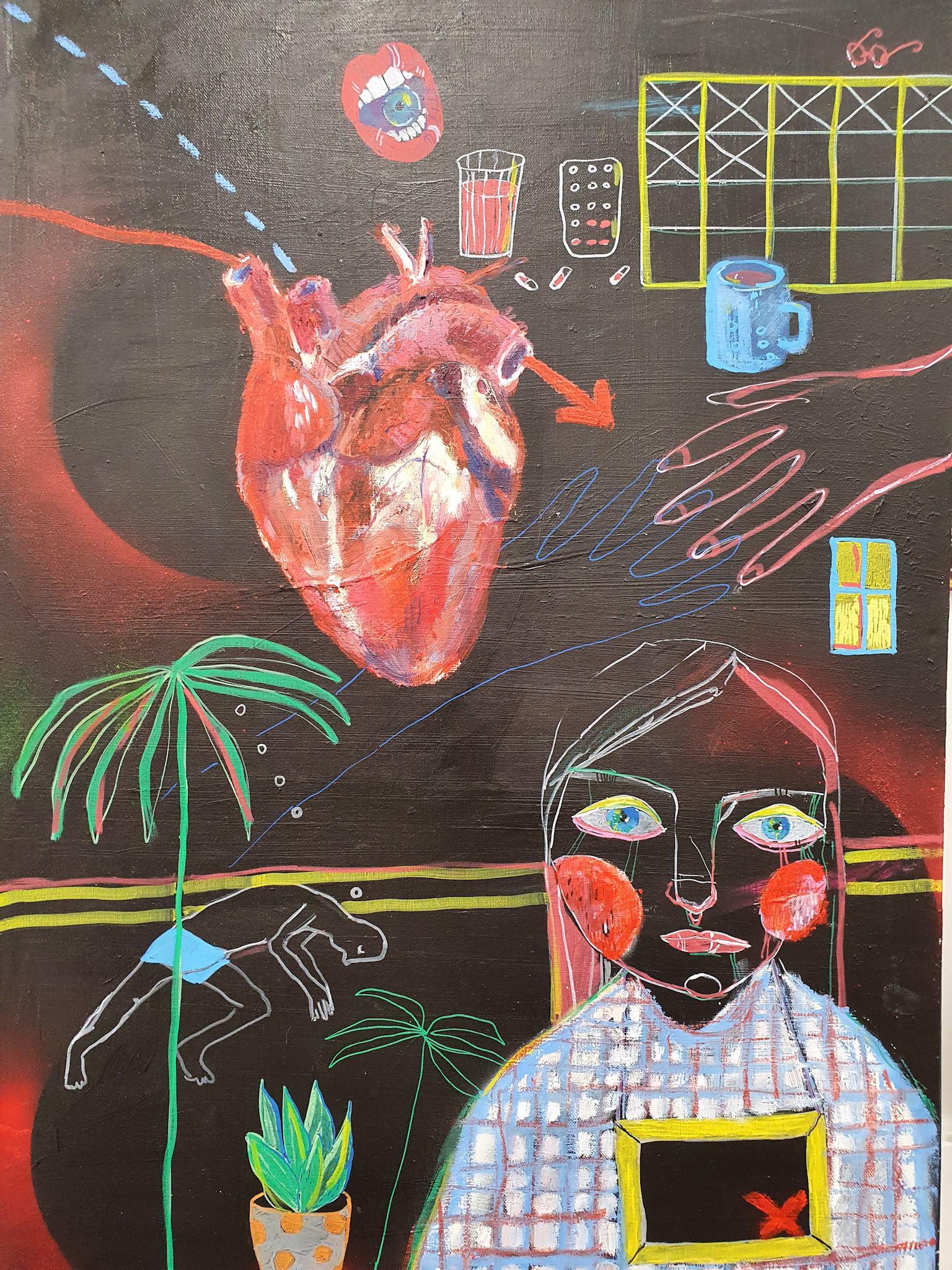 Heart Issues, 2020 mixed media on canvas.